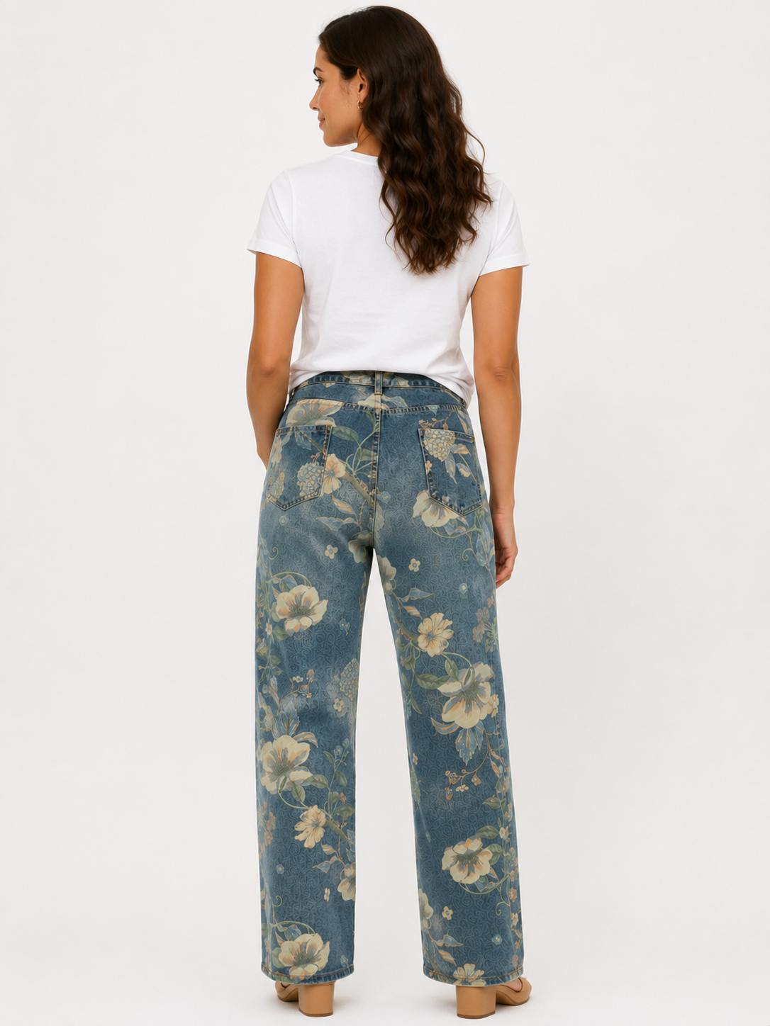 Smaibulun Floral Printed Denim Jeans