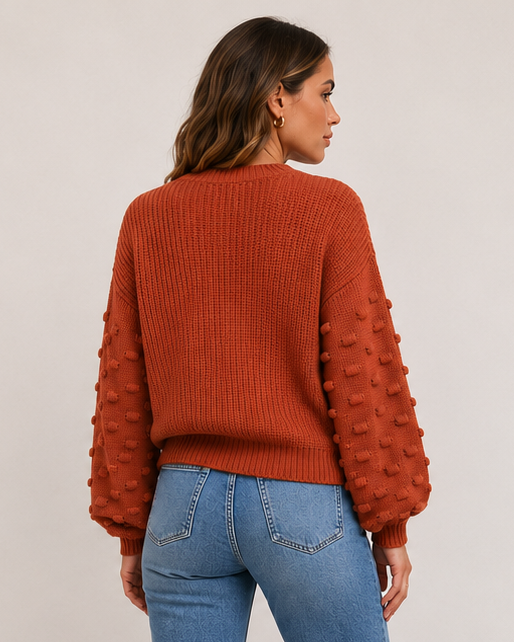 Smaibulun Textured Knit Jumper – Rust