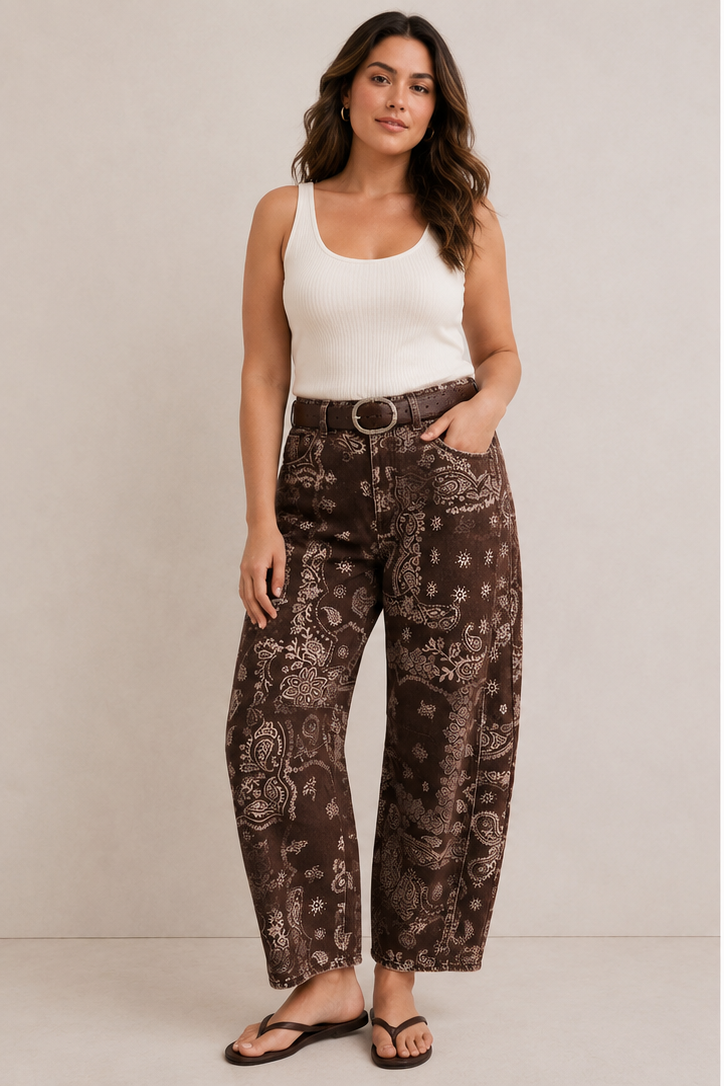 Smaibulun Bandana Barrel Jeans - Chocolate