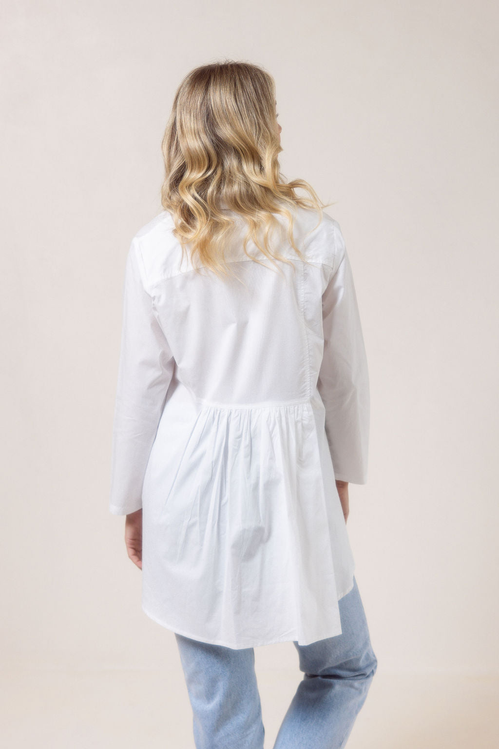 See Saw Long Sleeve Gathered Back Shirt - White