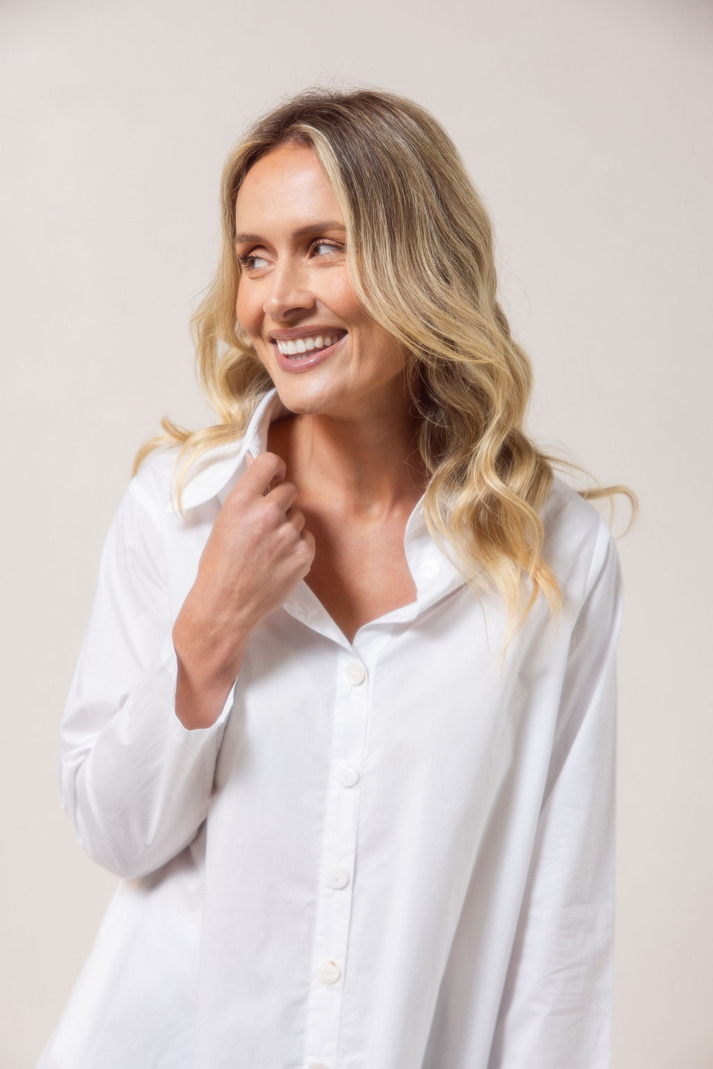 See Saw Long Sleeve Gathered Back Shirt - White