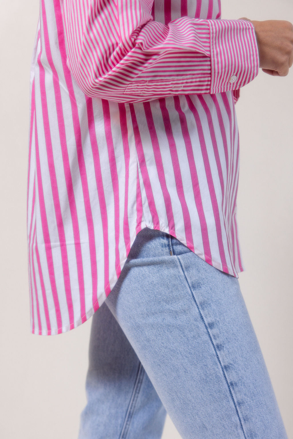 See Saw Long Sleeve Two Way Shirt - Pink/White