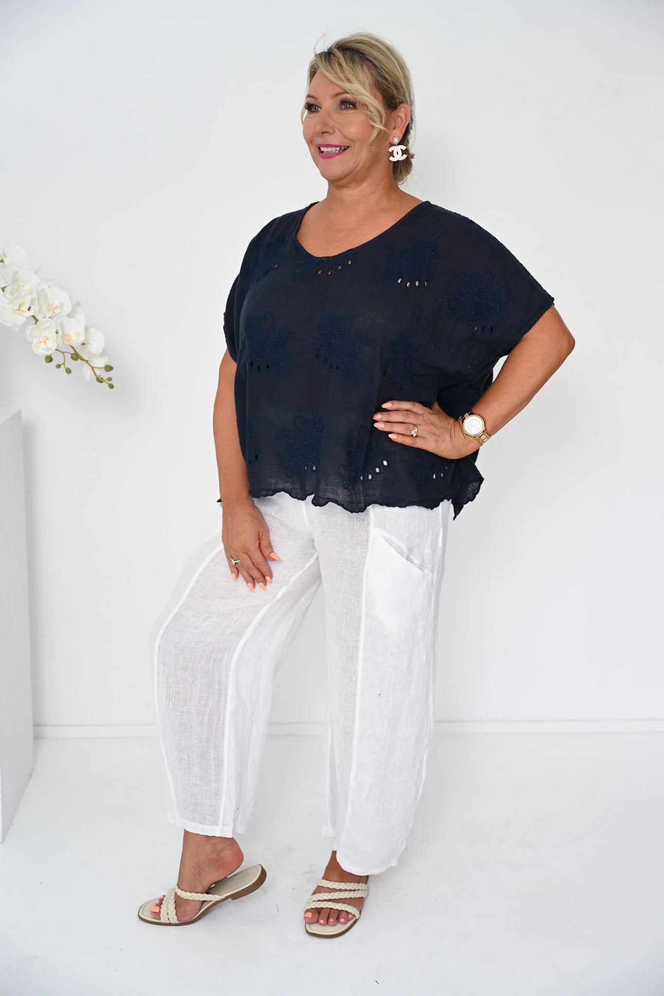 Donna Donna Bettina Top - Navy