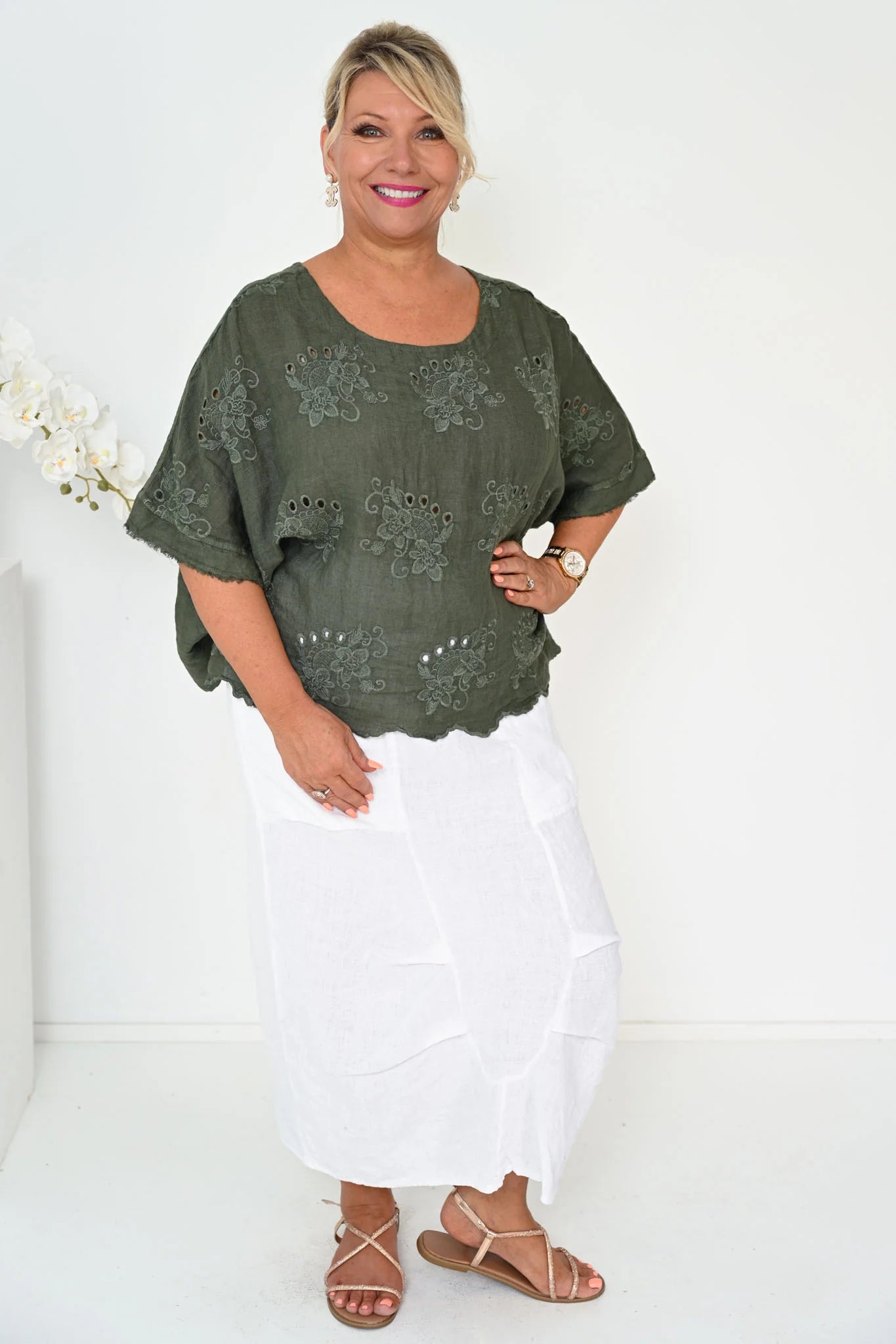 Donna Donna Negroni Top - Khaki