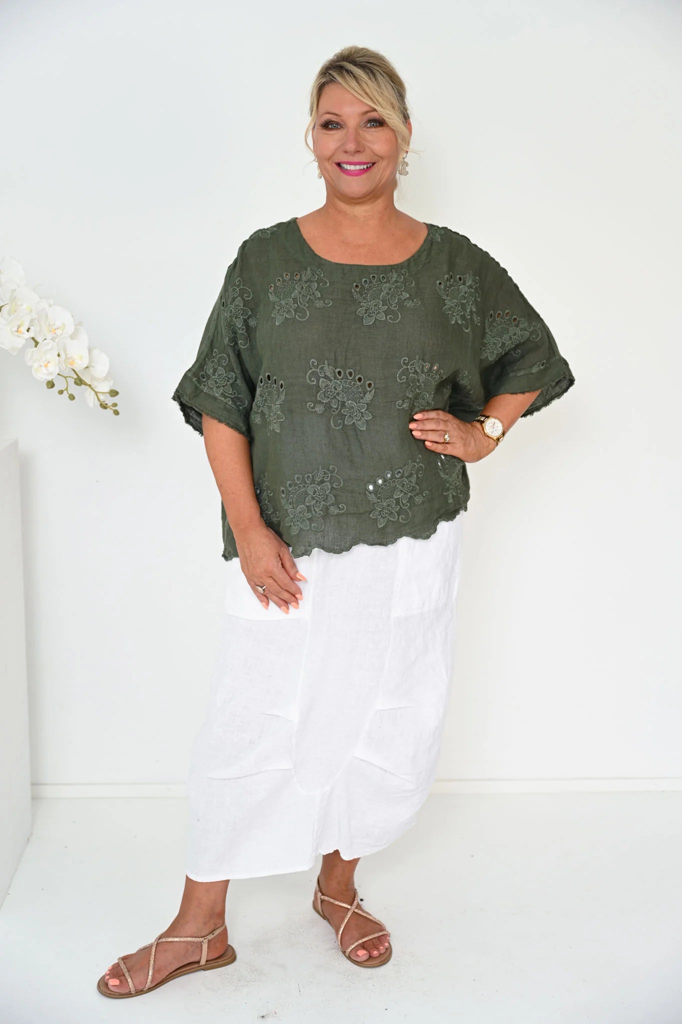 Donna Donna Negroni Top - Khaki