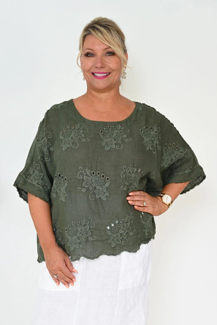 Donna Donna Negroni Top - Khaki