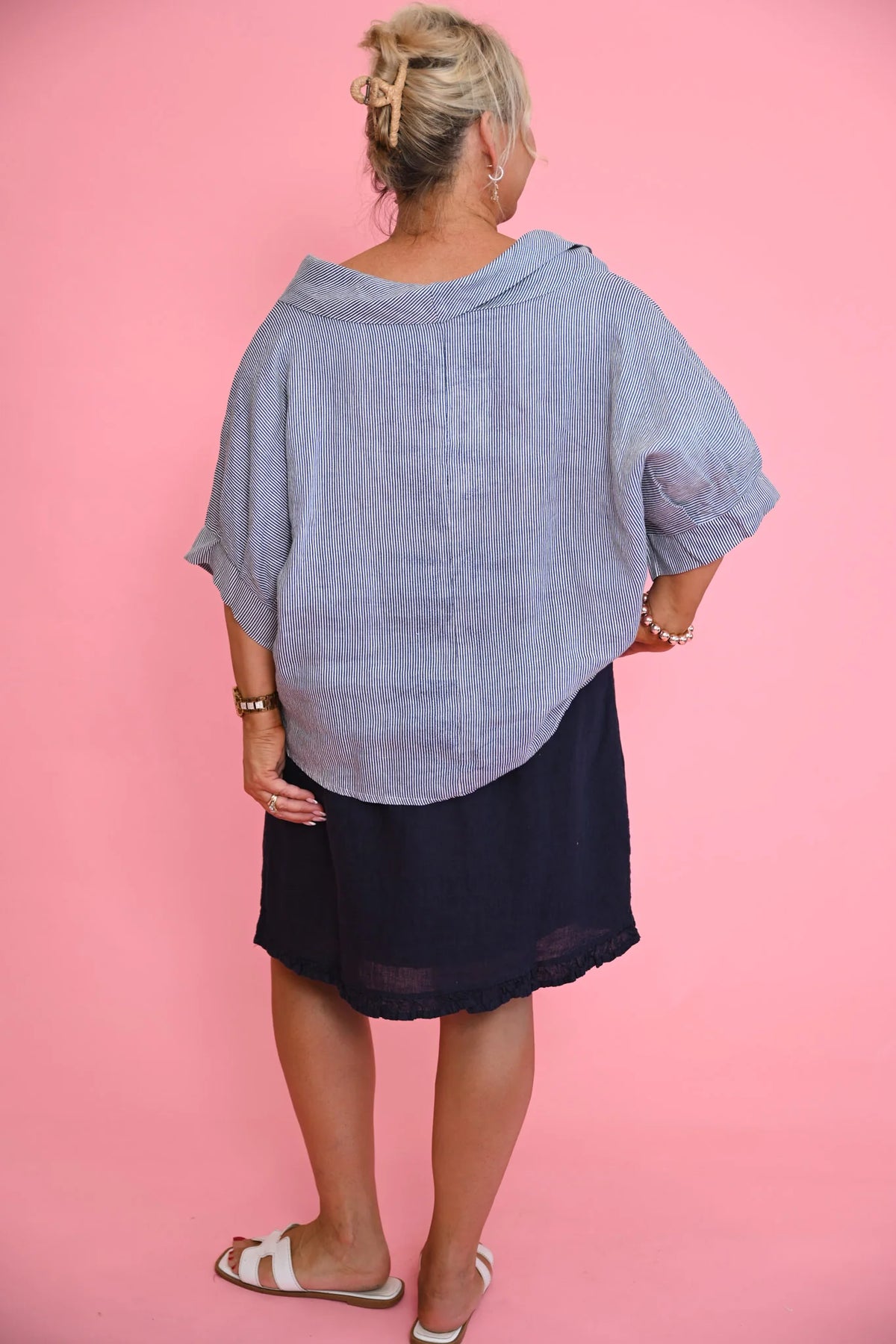Donna Donna Kayla Roll Top - Navy Stripe