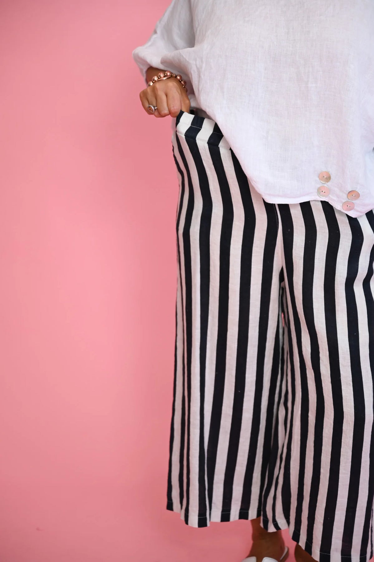 Donna Donna Poppy Pant - Navy Stripe