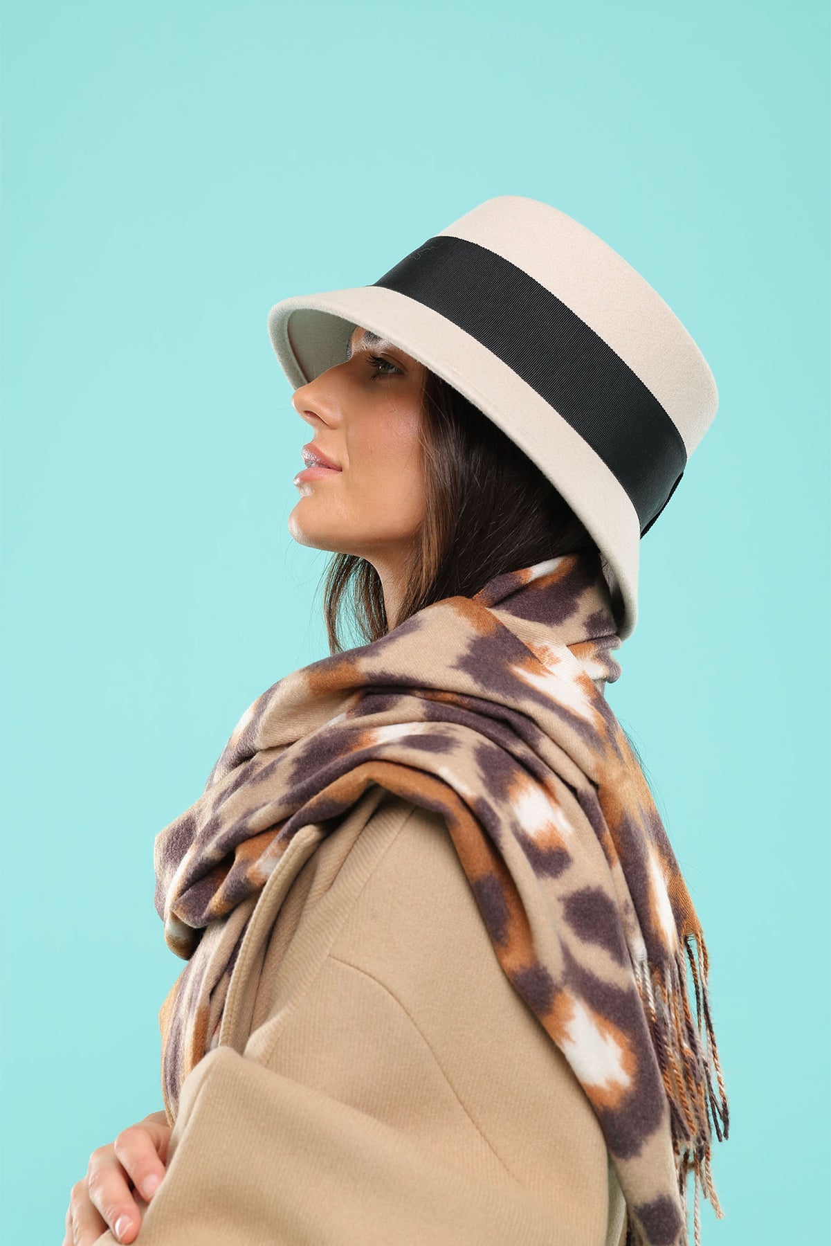 MORGAN & TAYLOR DARCY WOOL HAT - BEIGE/BLACK