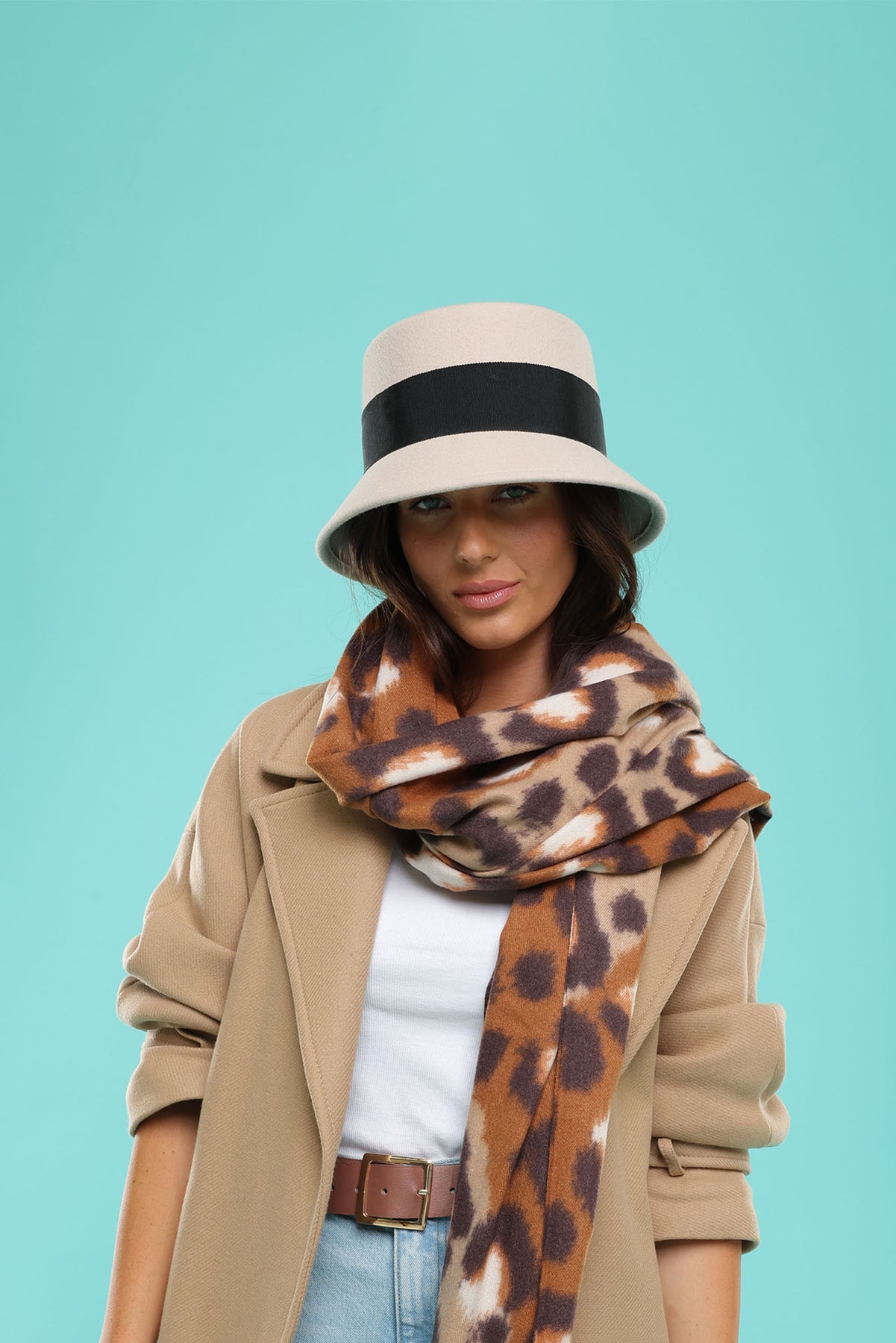 MORGAN & TAYLOR DARCY WOOL HAT - BEIGE/BLACK