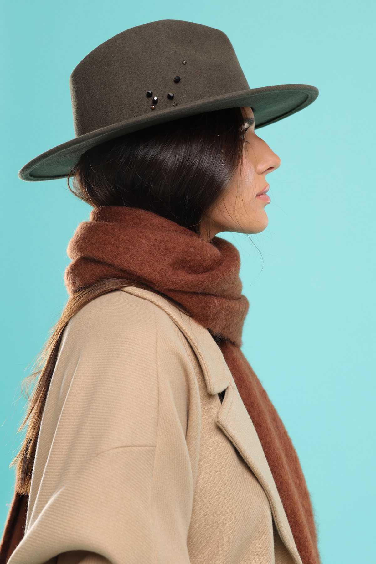 MORGAN & TAYLOR PETRA WOOL FEDORA - KHAKI GREEN