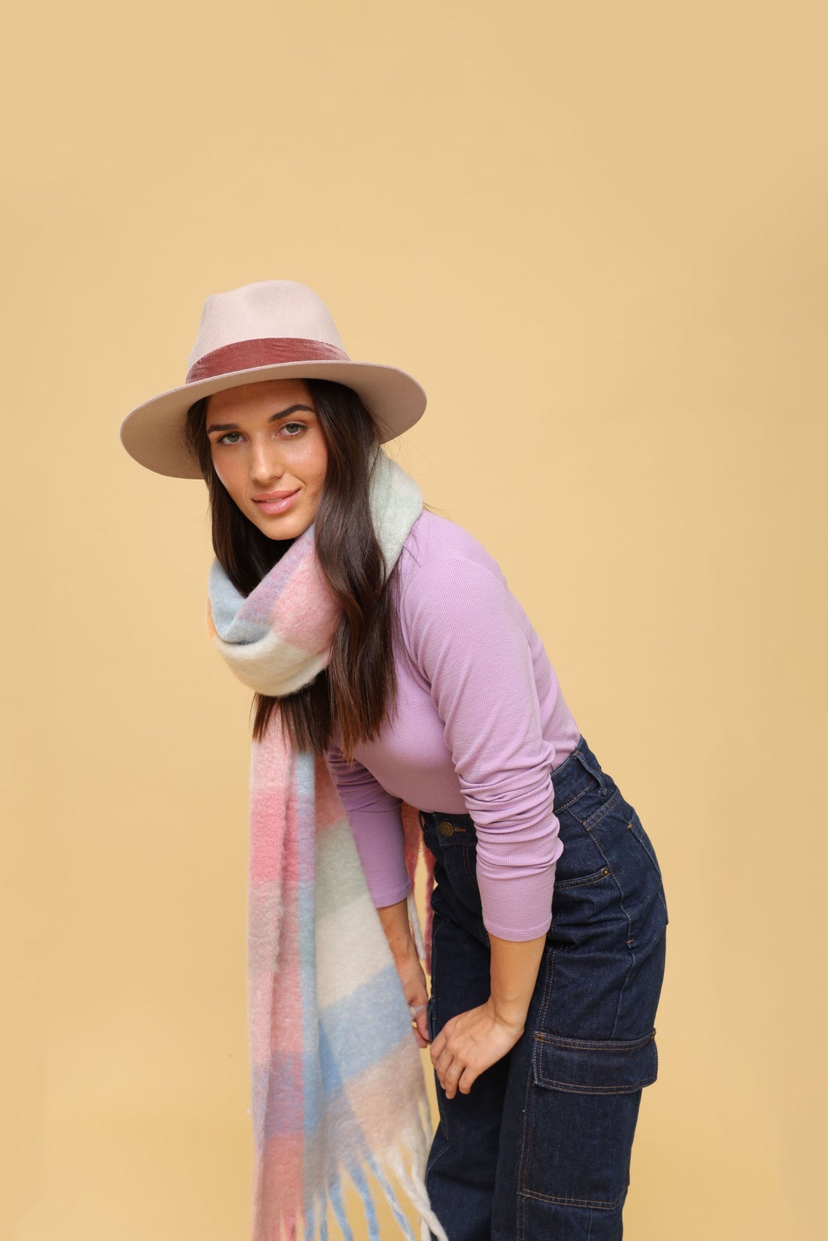 MORGAN & TAYLOR EMERY WOOL FEDORA - ROSE DUST PINK