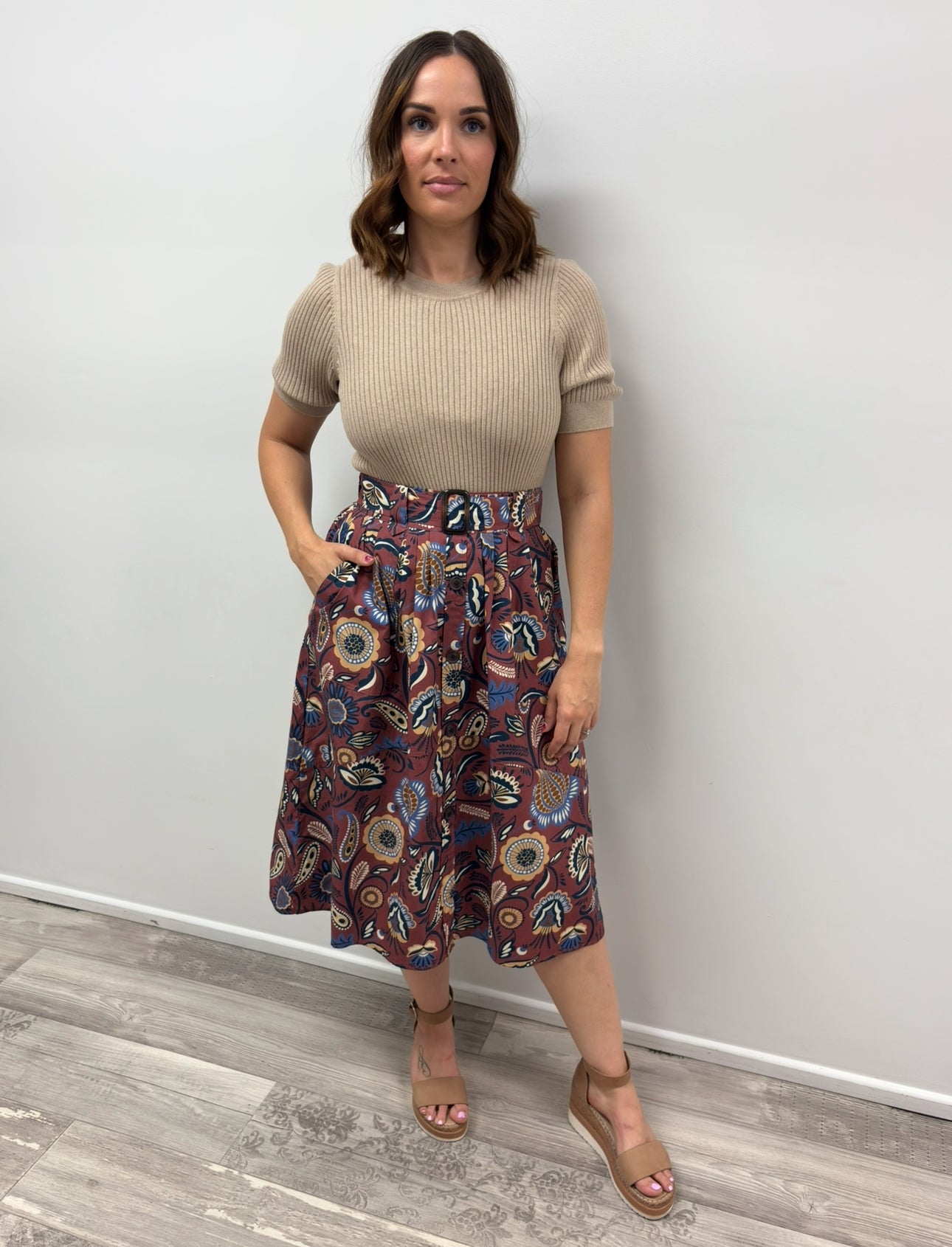 Maude Vivante Kira Skirt - Brown Floral