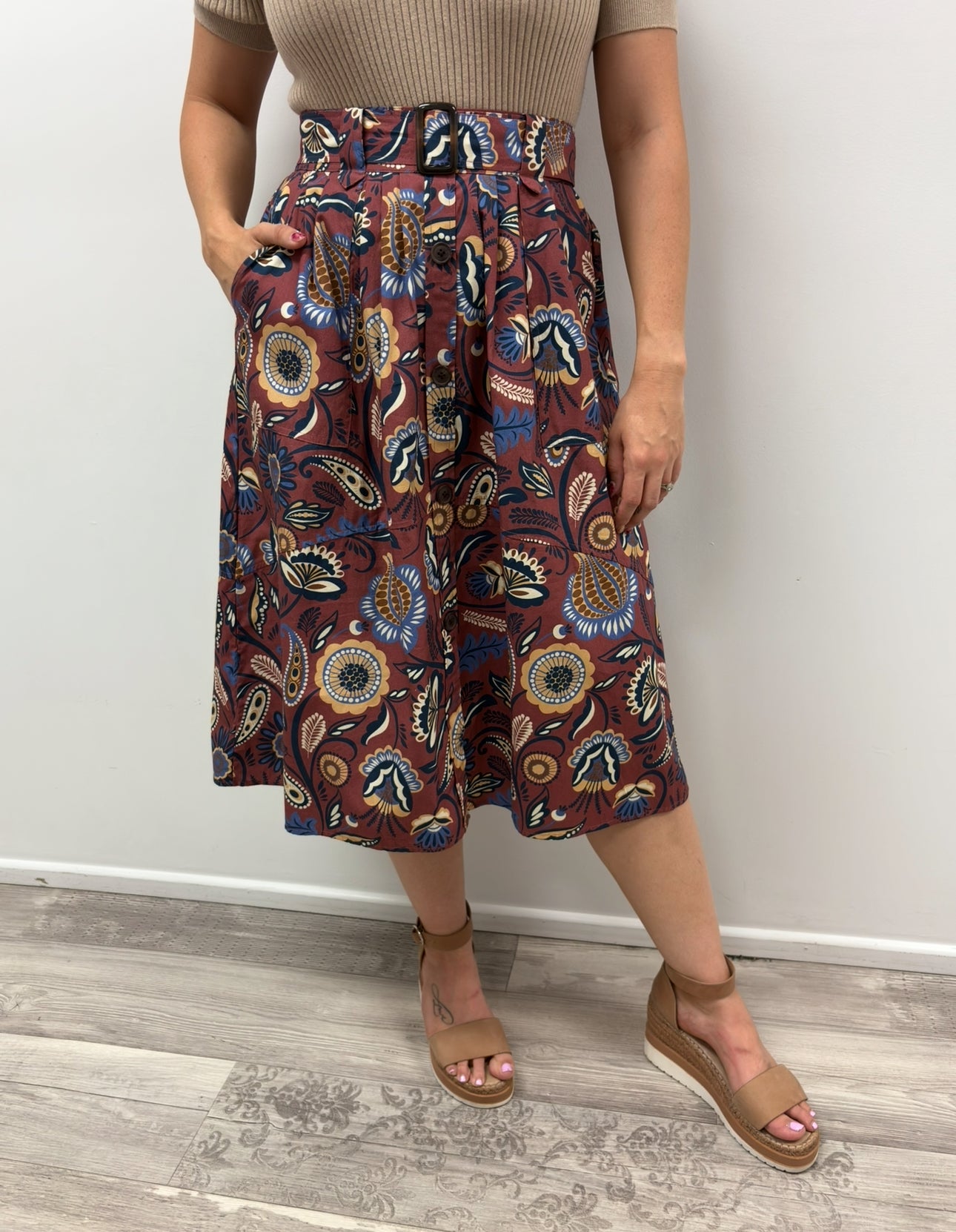 Maude Vivante Kira Skirt - Brown Floral