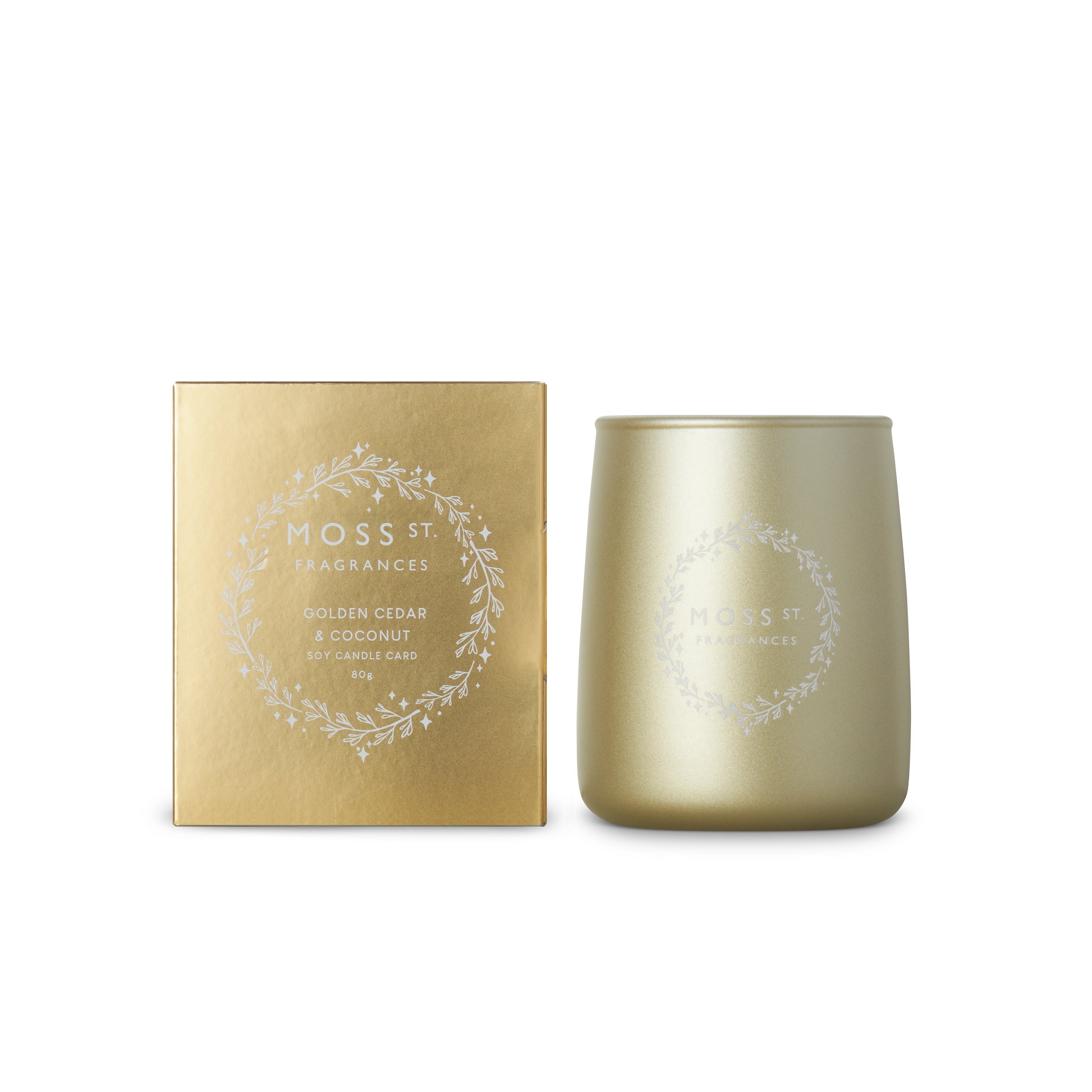 Moss St Golden Cedar & Coconut Mini Candle Card 80g