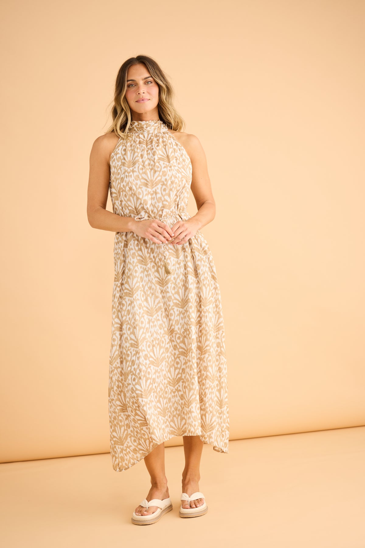 Holiday Mangrove Dress - Taupe Spring Fan