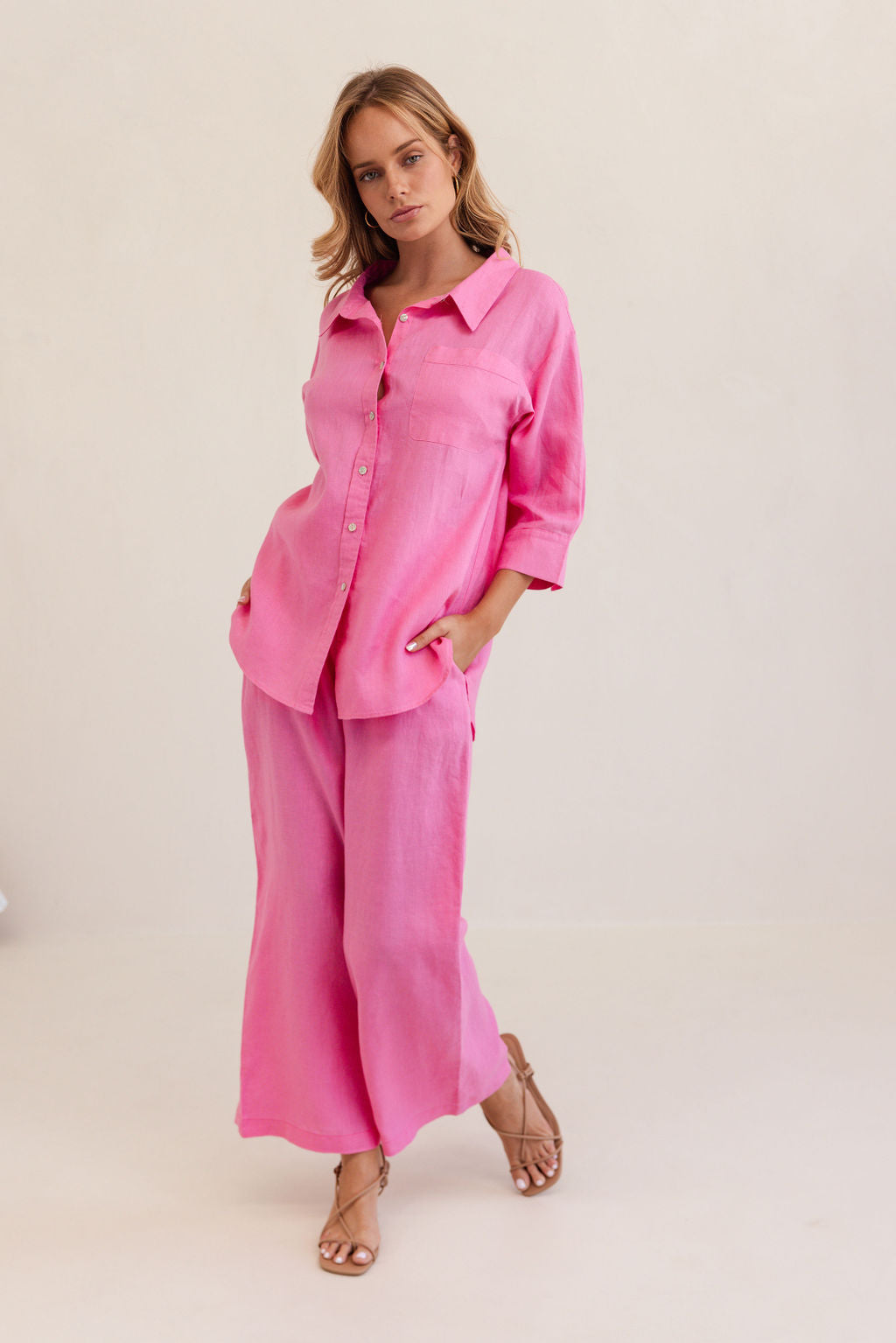 Kaleido High Waisted Wide Leg Pant - Pink