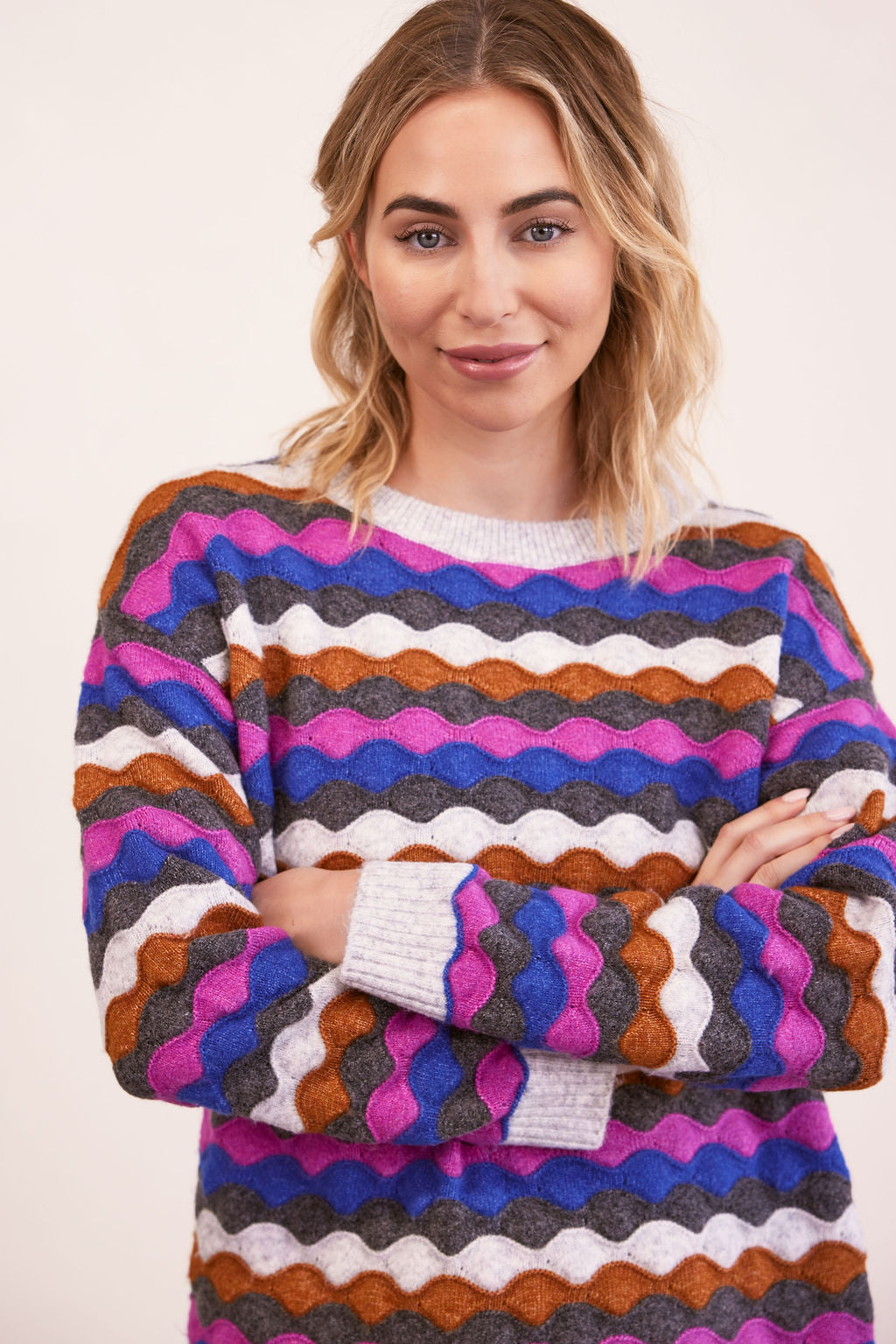 Kaleido Multi Colour Wave Sweater - Silver/Blue Combo