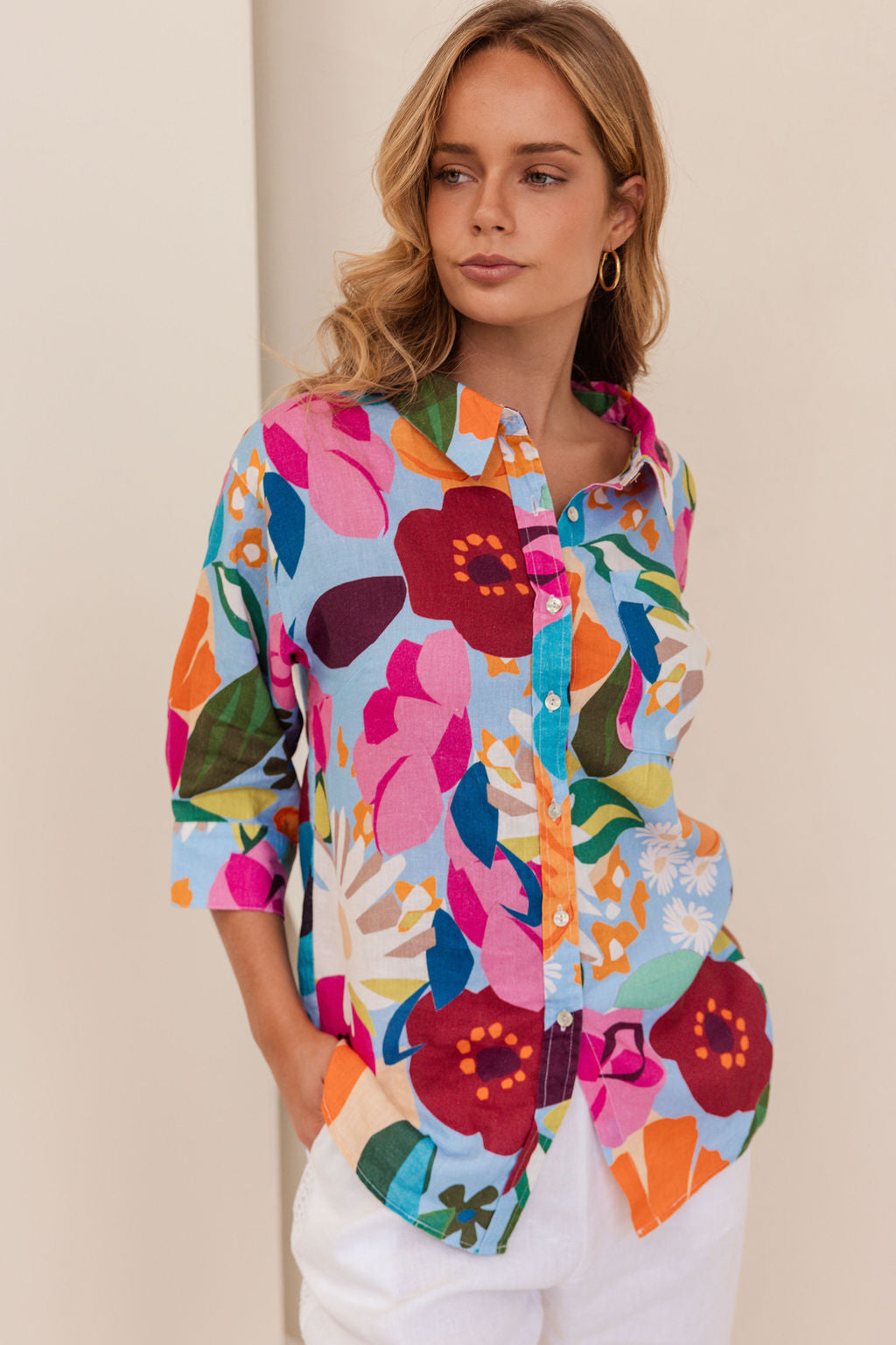 Kaleido 3/4 Sleeve Shirt - Bloom Burst