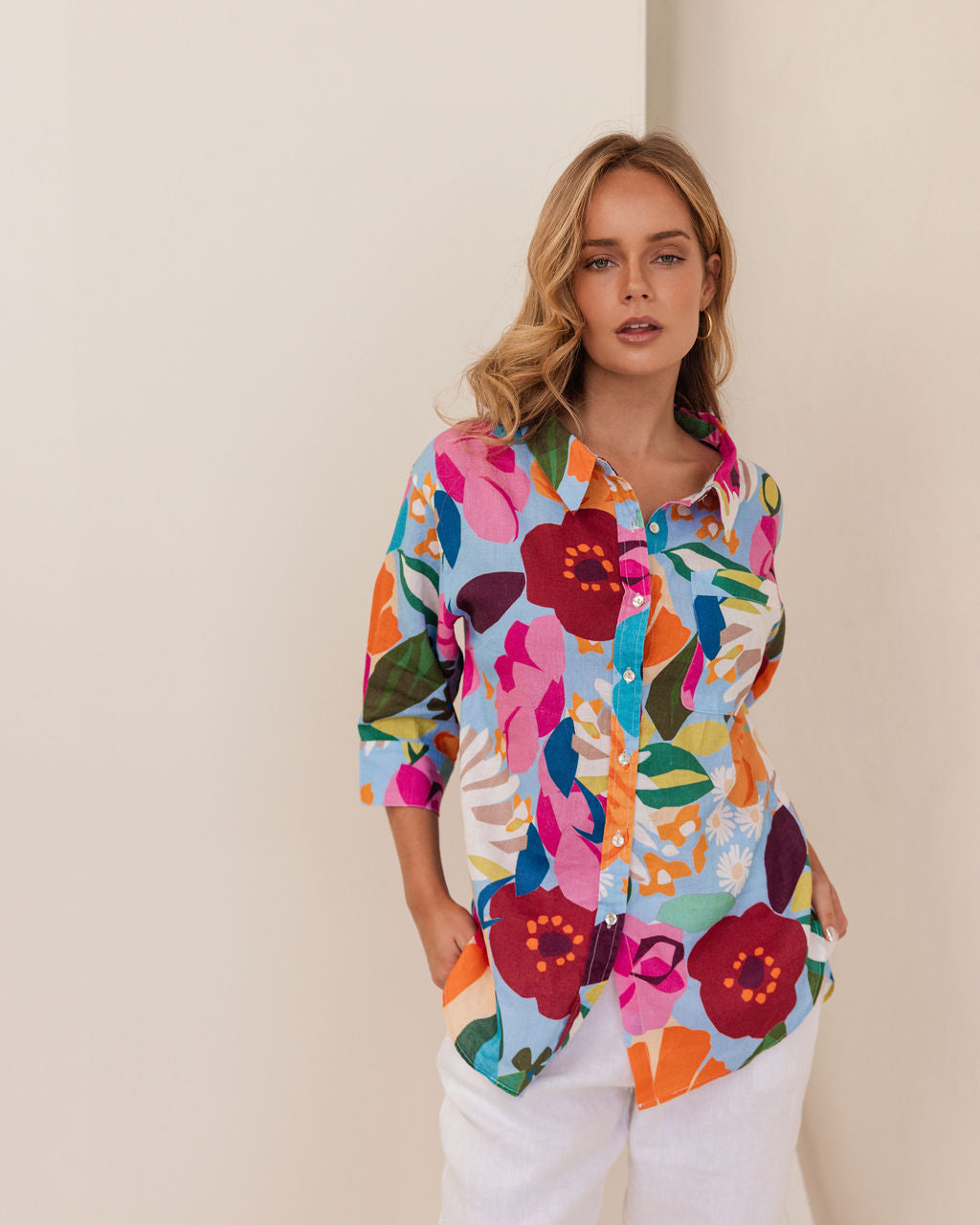 Kaleido 3/4 Sleeve Shirt - Bloom Burst