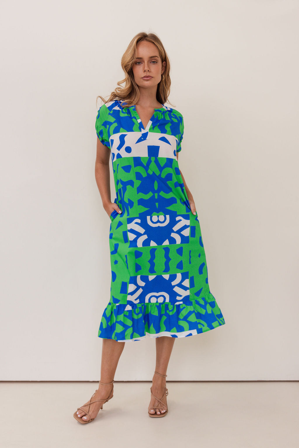 Kaleido Short Sleeve Dress - Puzzle Print