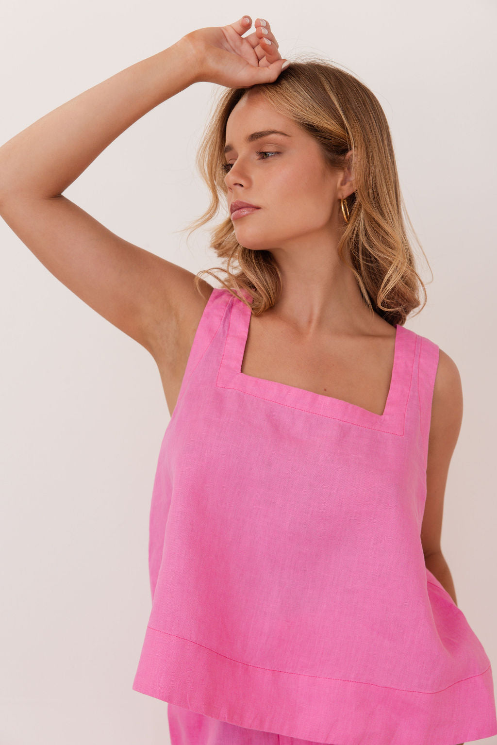 Kaleido Square Neck Tank - Pink