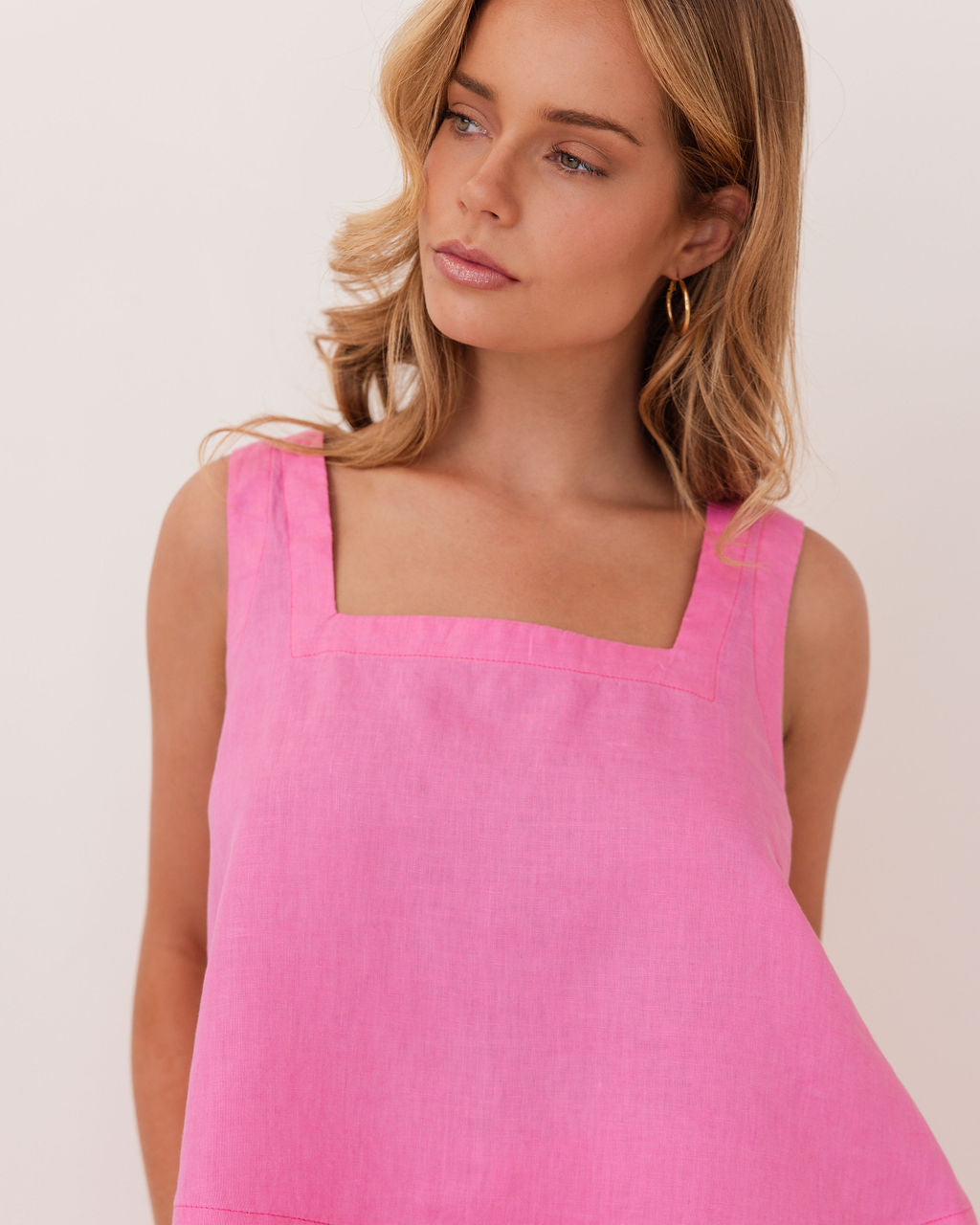 Kaleido Square Neck Tank - Pink