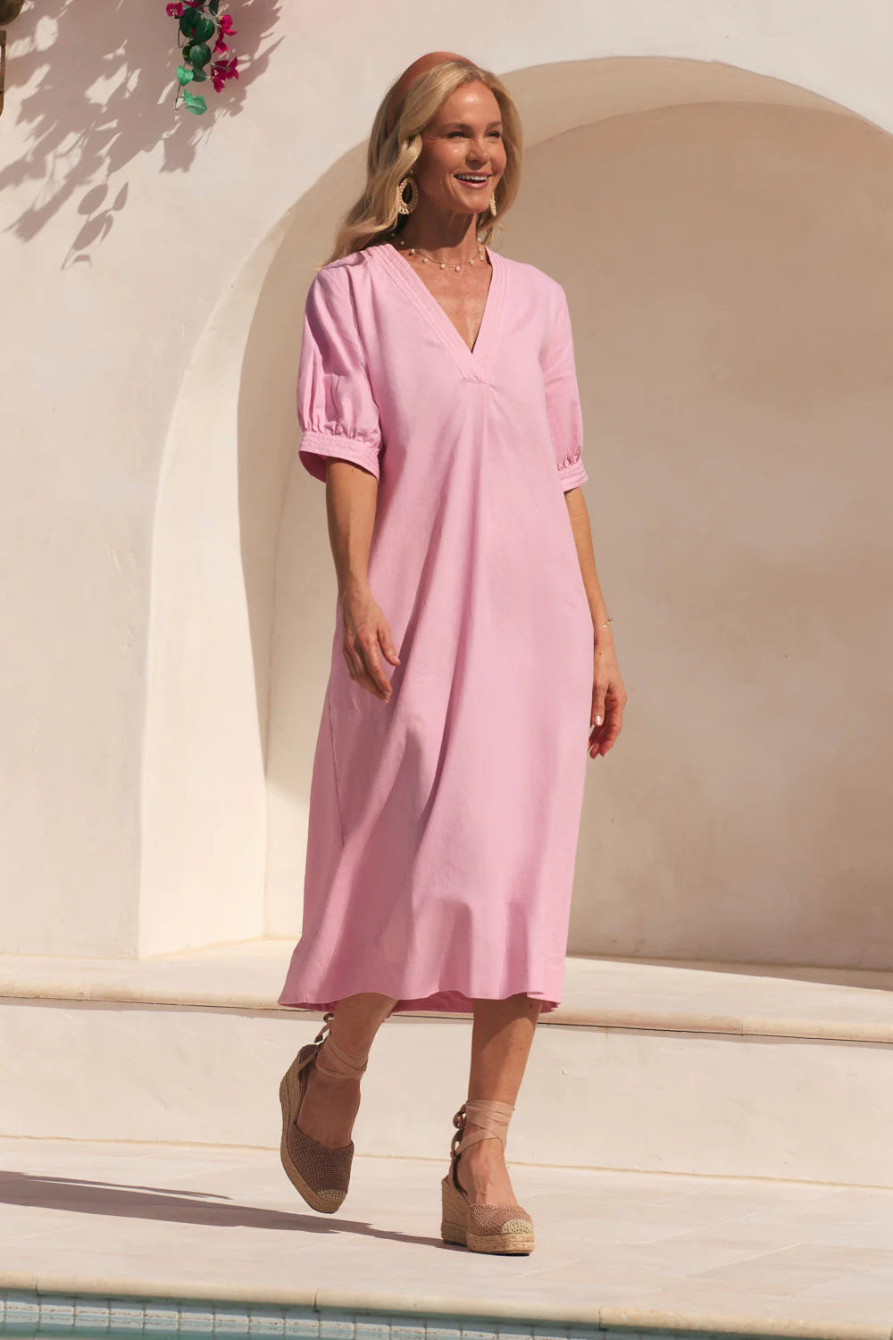 Adrift Kora A-Line Dress - Peony