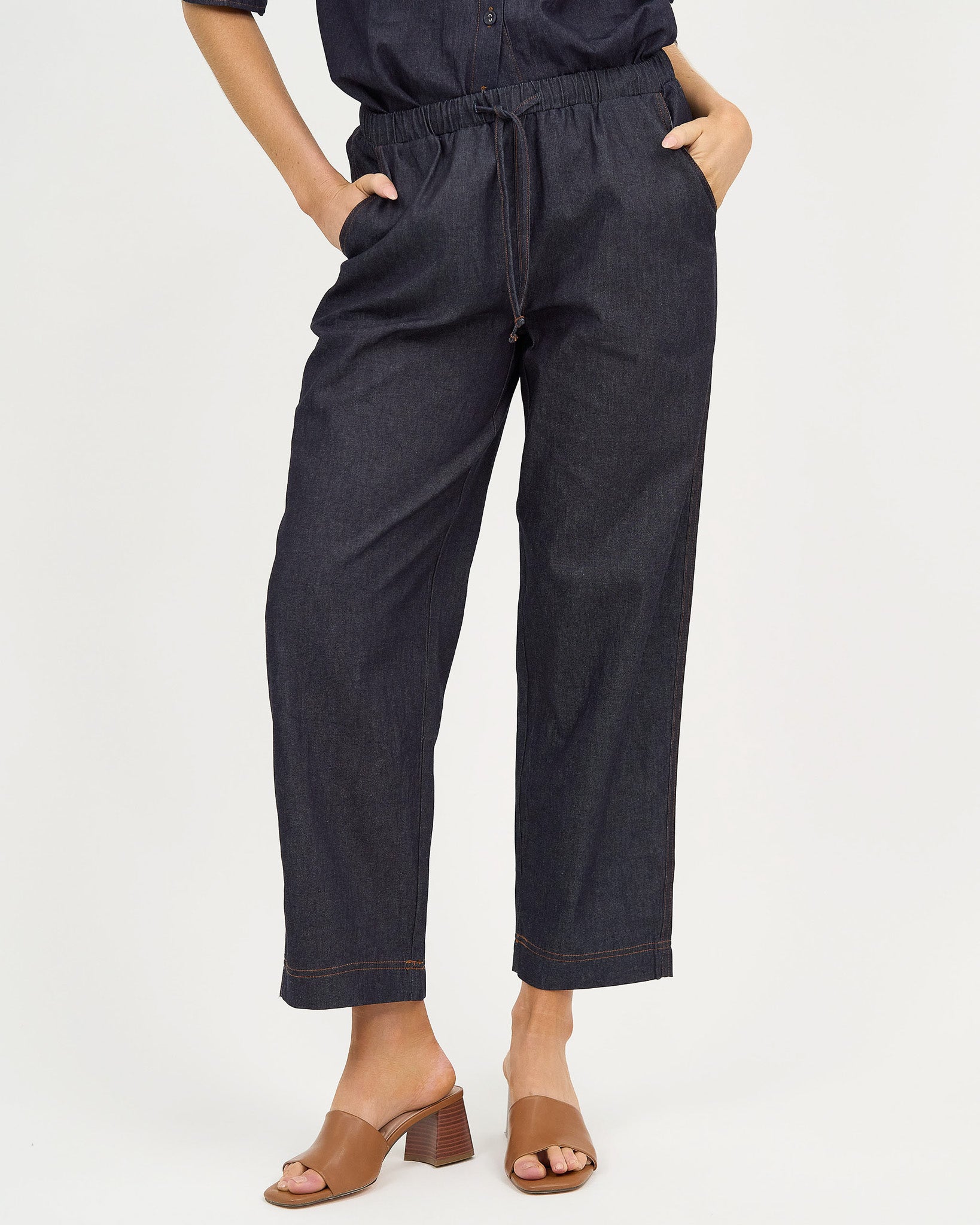 Liberty Rose Classic Tapered Denim Pant - Dark Denim