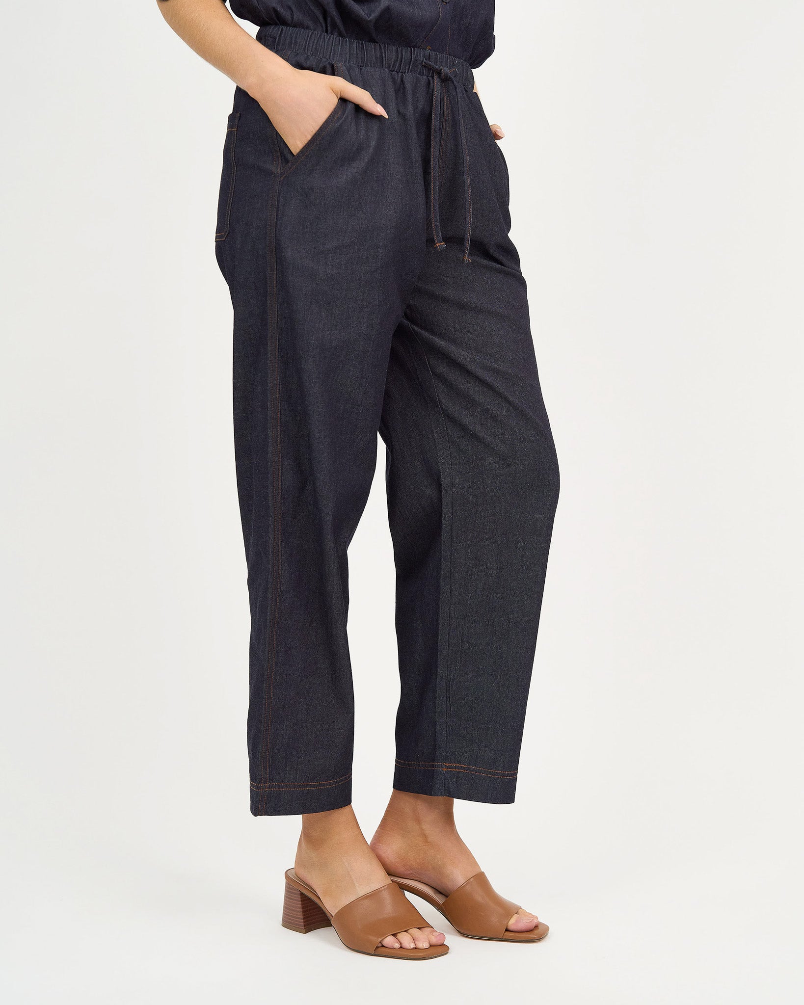 Liberty Rose Classic Tapered Denim Pant - Dark Denim