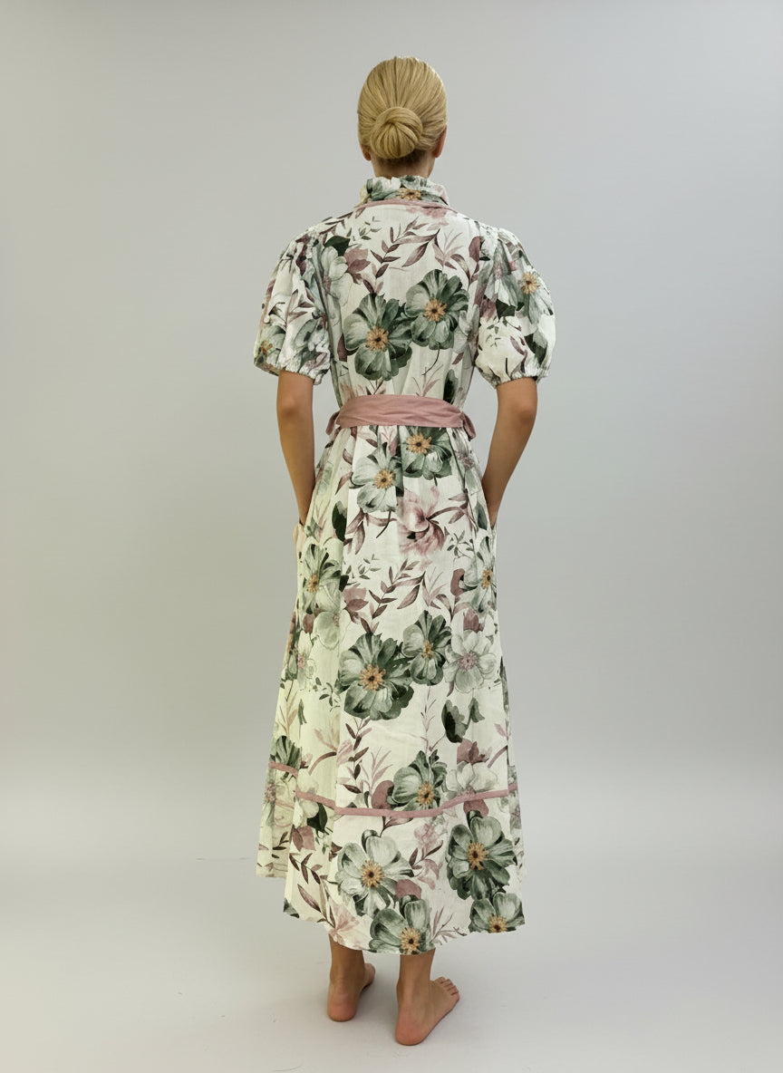 La Strada Vintage Olive Floral Shirt Dress