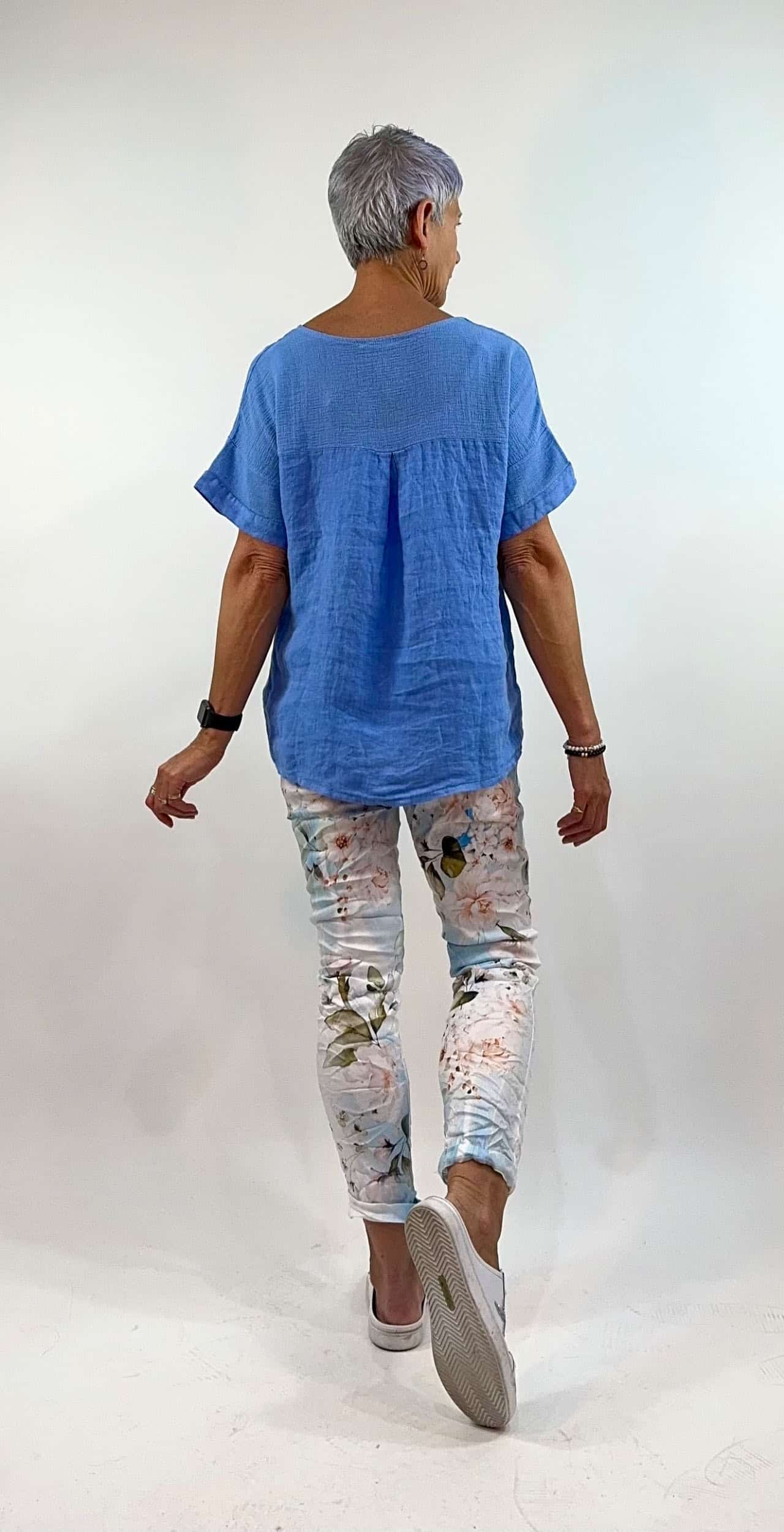 La Strada Linen Breeze Top - Azure