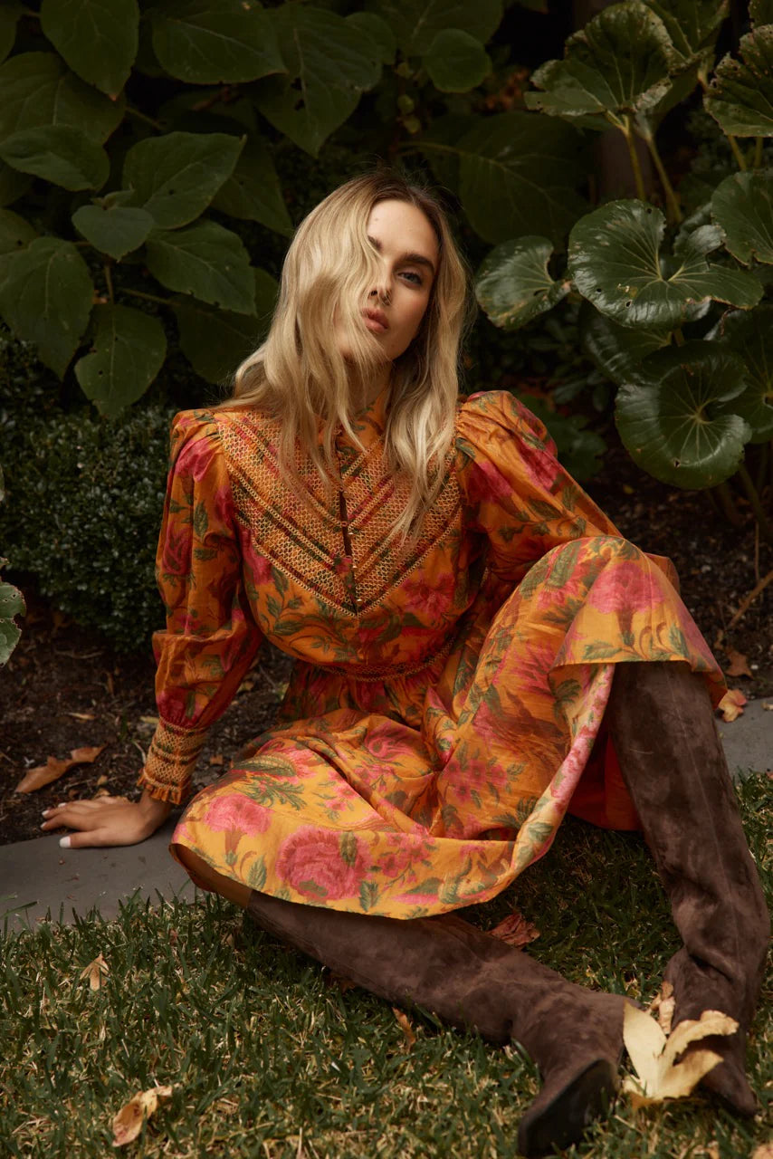 Fate+Becker Panama Dress - Orange Floral