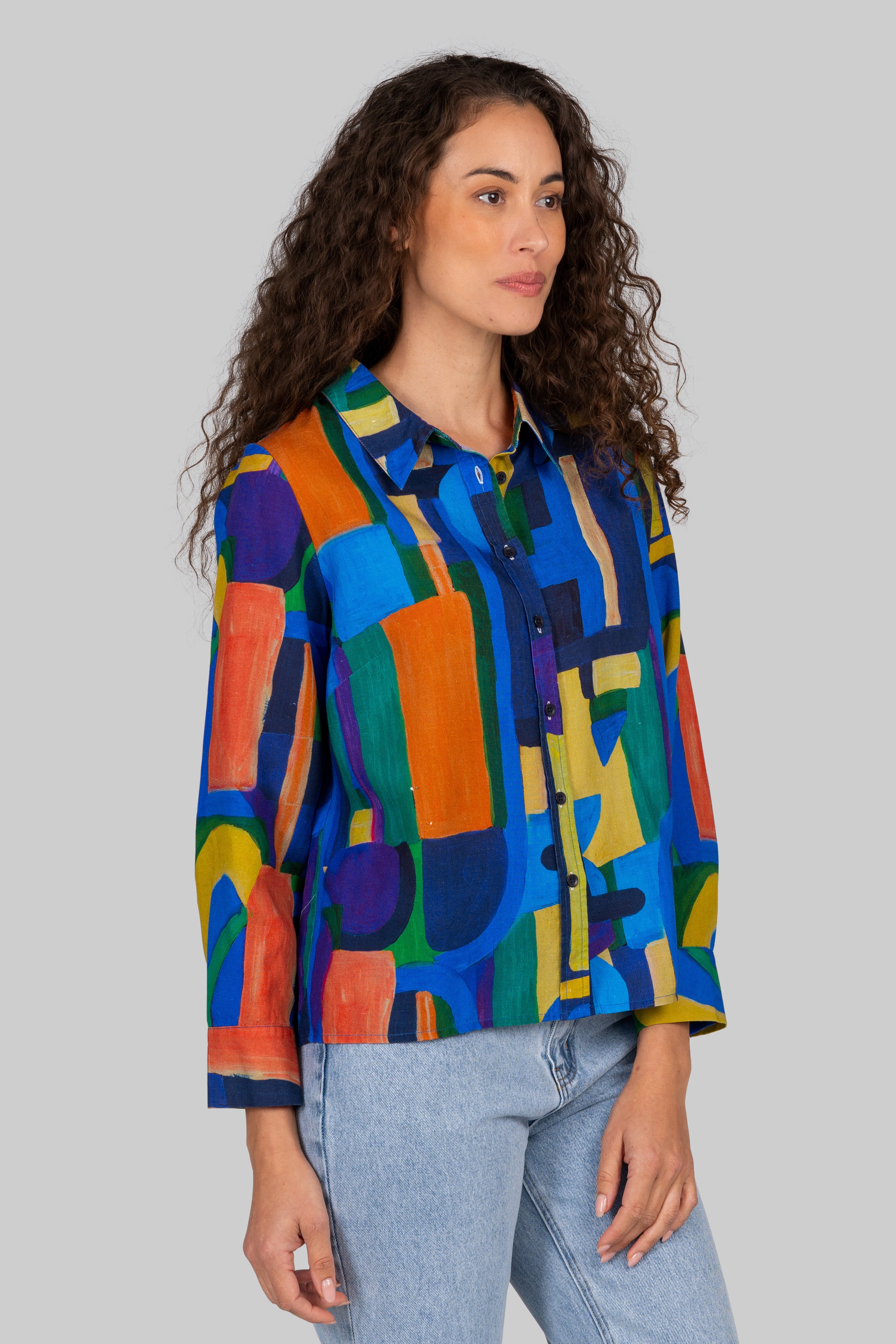 Kaleido 3/4 Sleeve Shirt - Abstract Print
