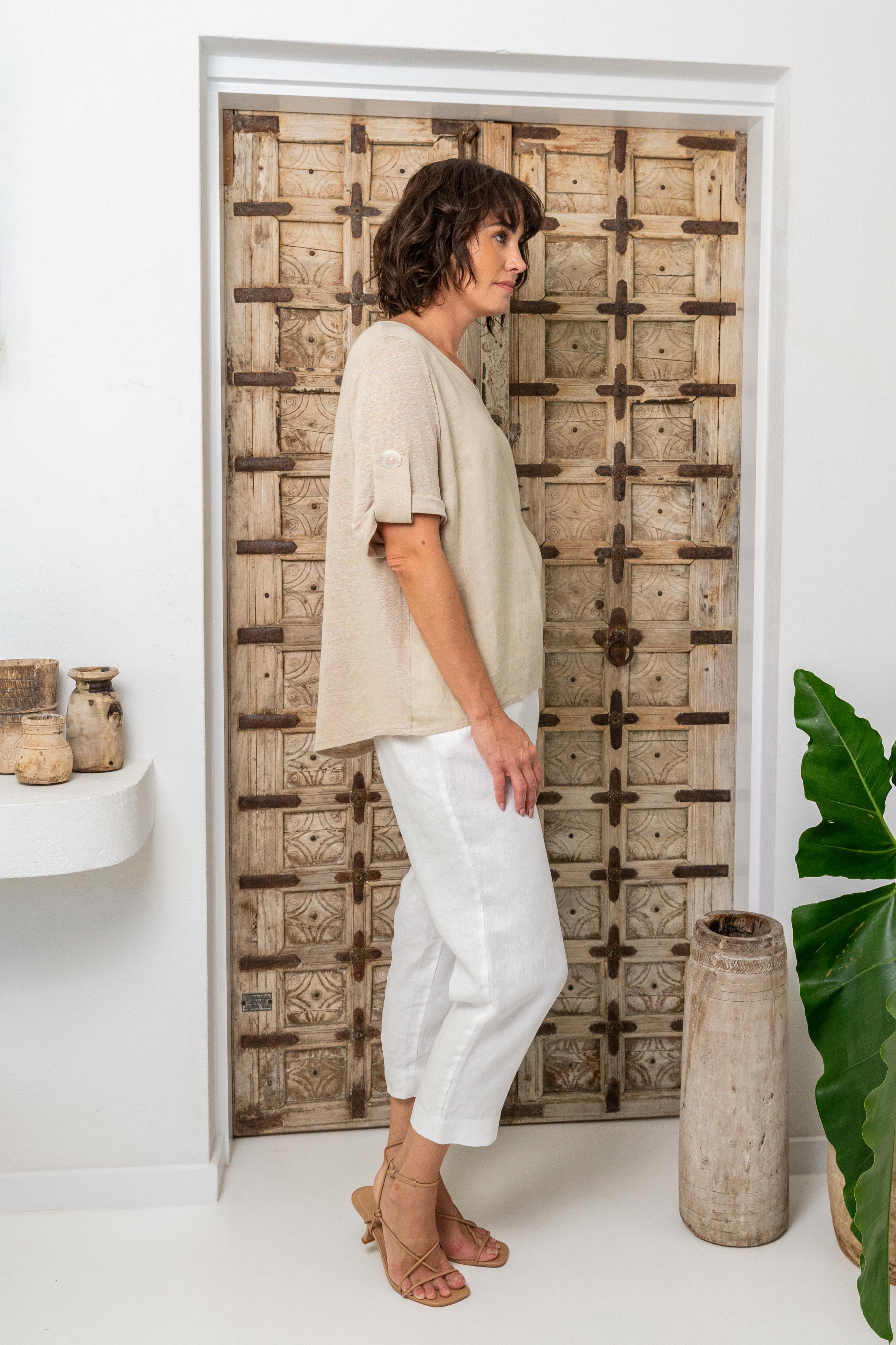 See Saw Mixed Linen T-Shirt - Flax