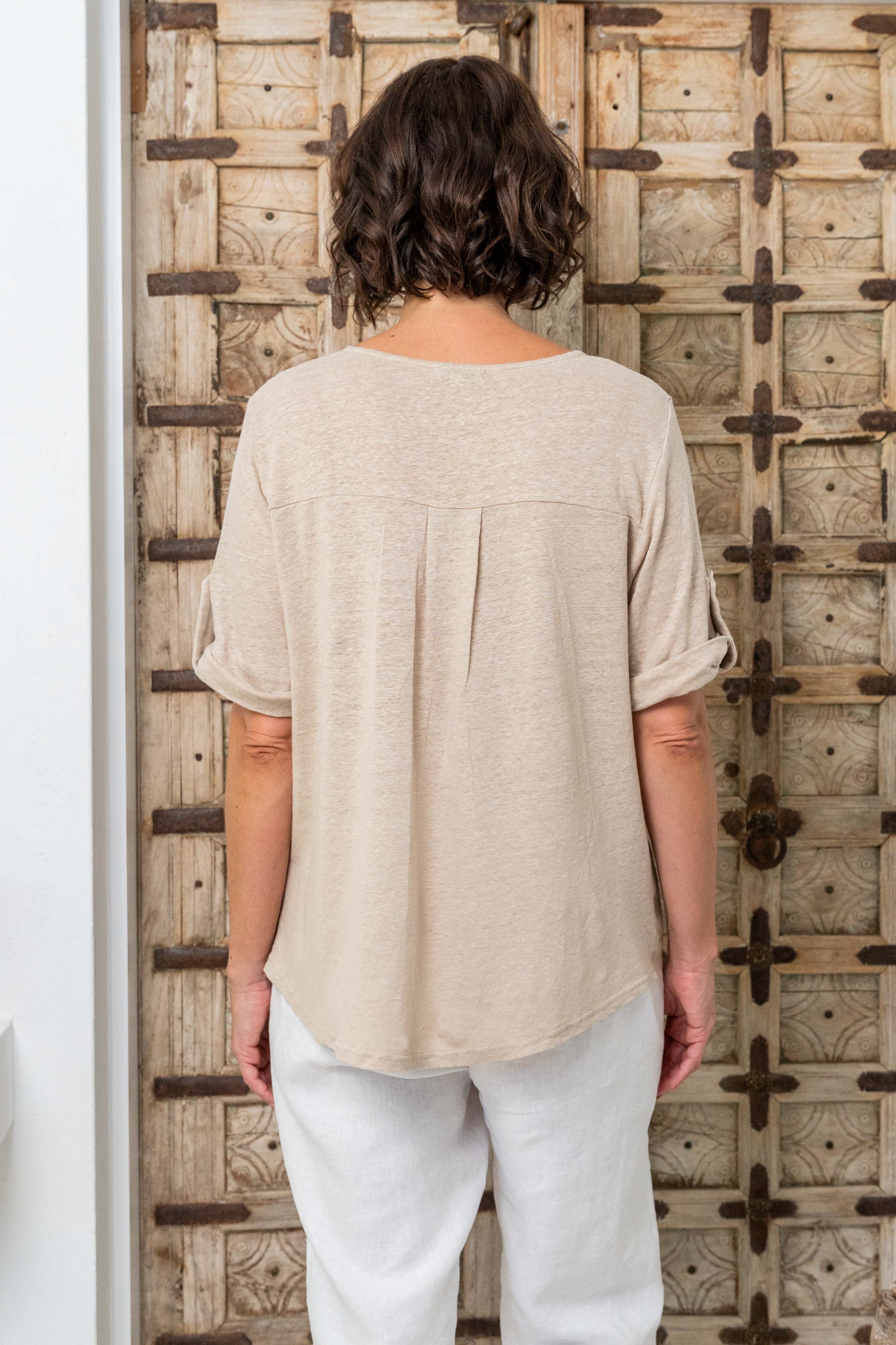 See Saw Mixed Linen T-Shirt - Flax
