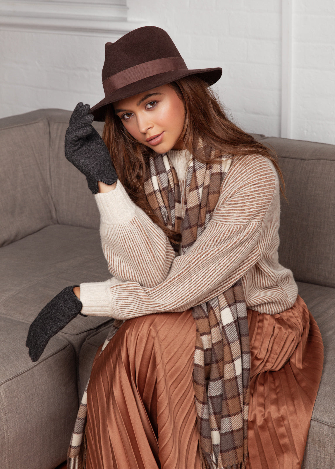 MORGAN & TAYLOR BLANCA WOOL FEDORA - REDWOOD
