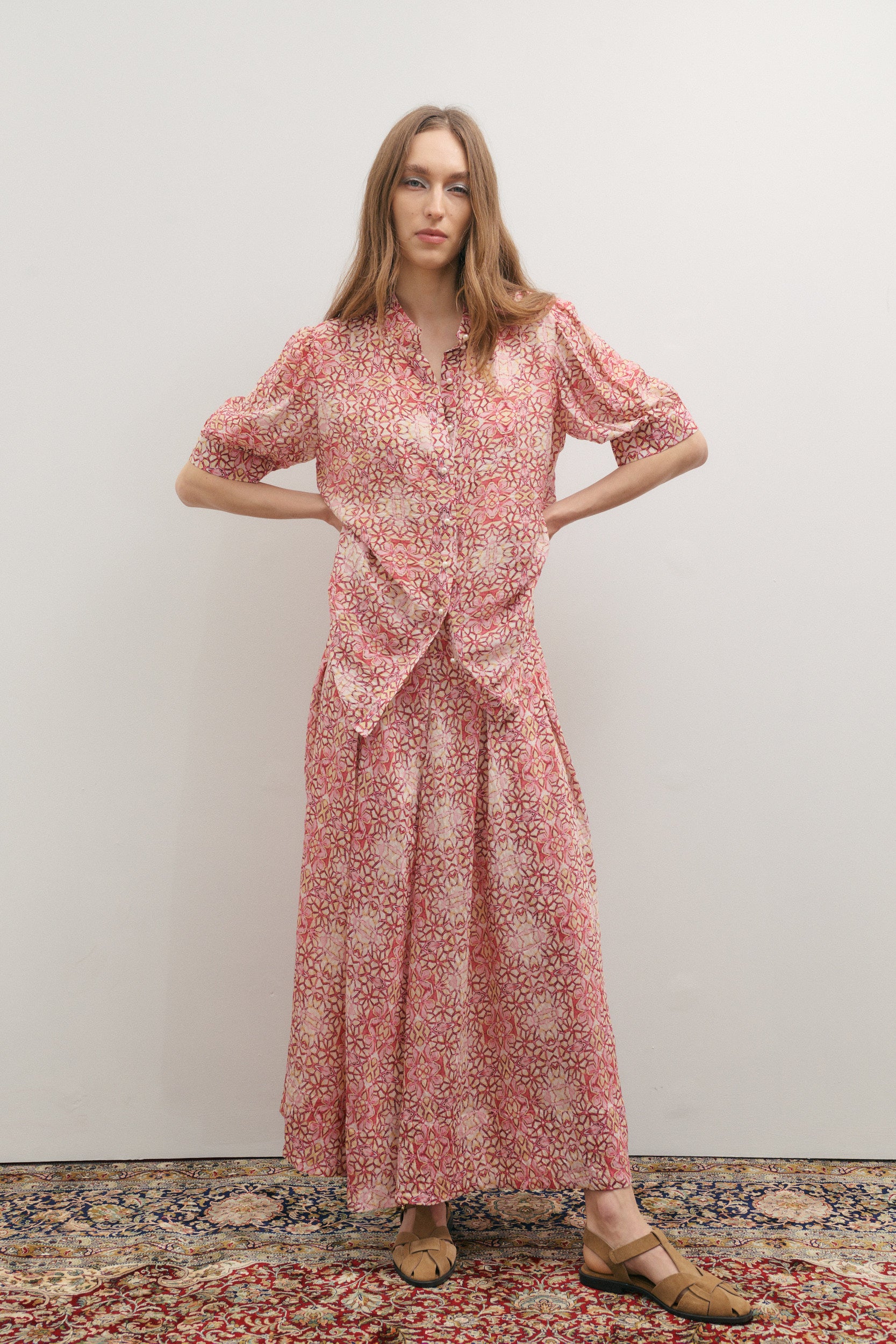 Maevarii Charlotte Midi Skirt - Persian Pink
