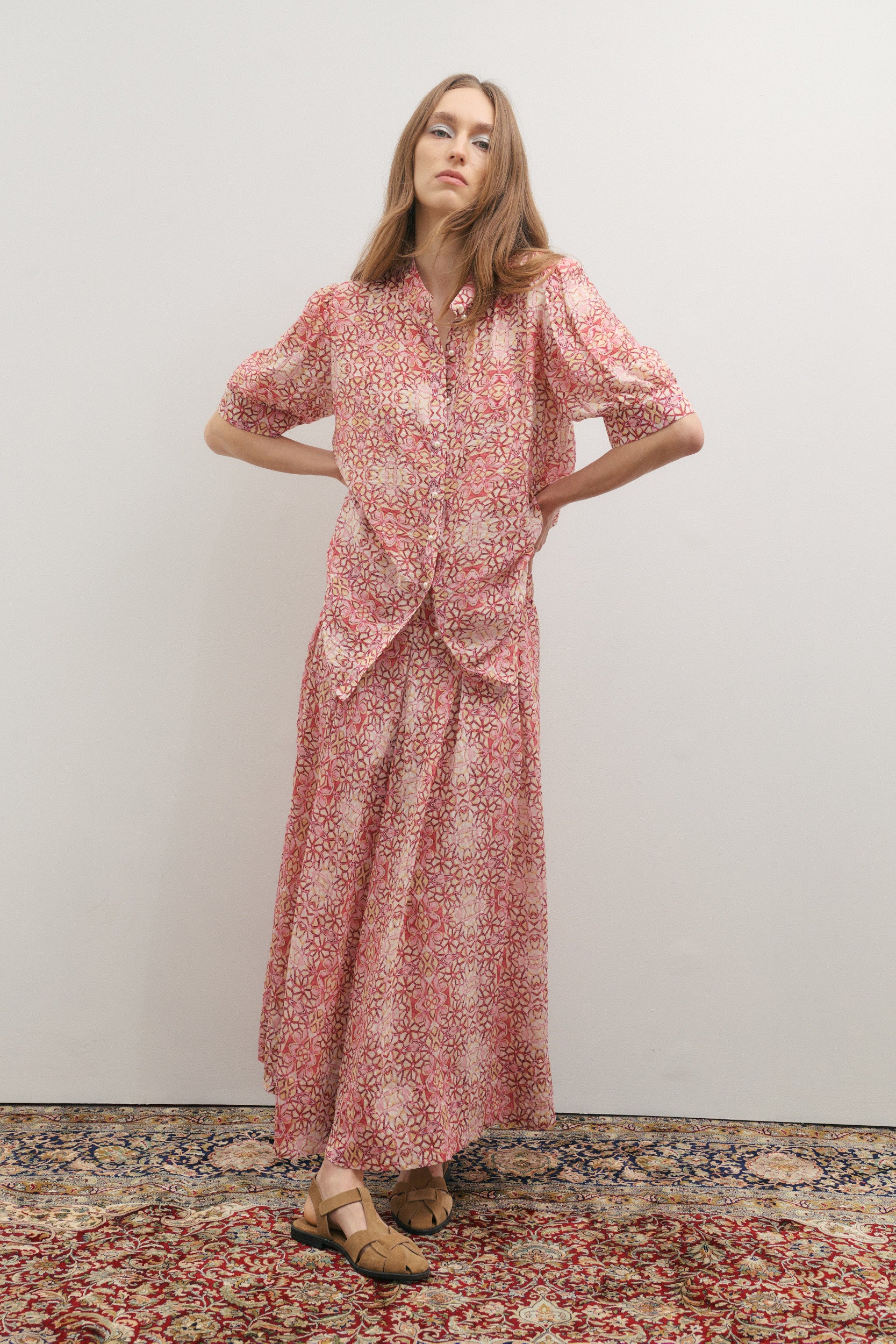 Maevarii Charlotte Midi Skirt - Persian Pink
