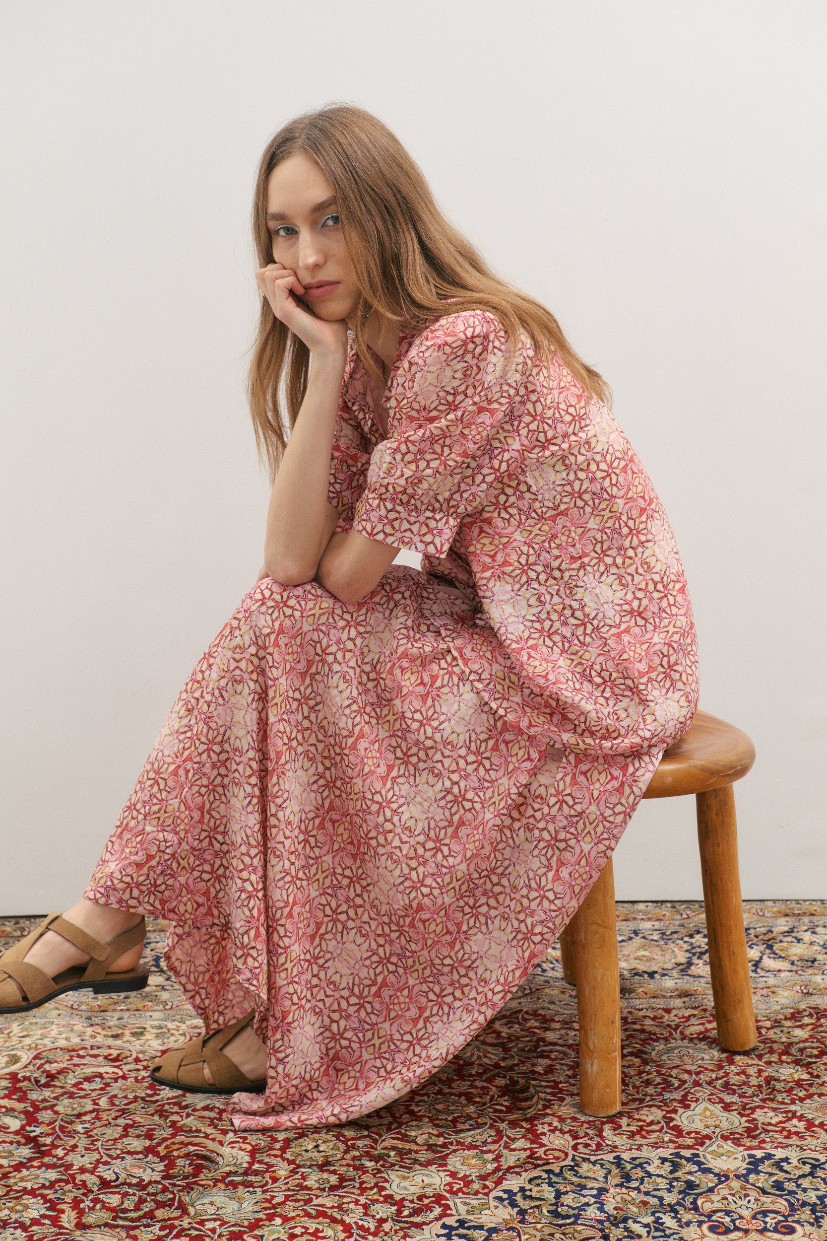 Maevarii Charlotte Midi Skirt - Persian Pink