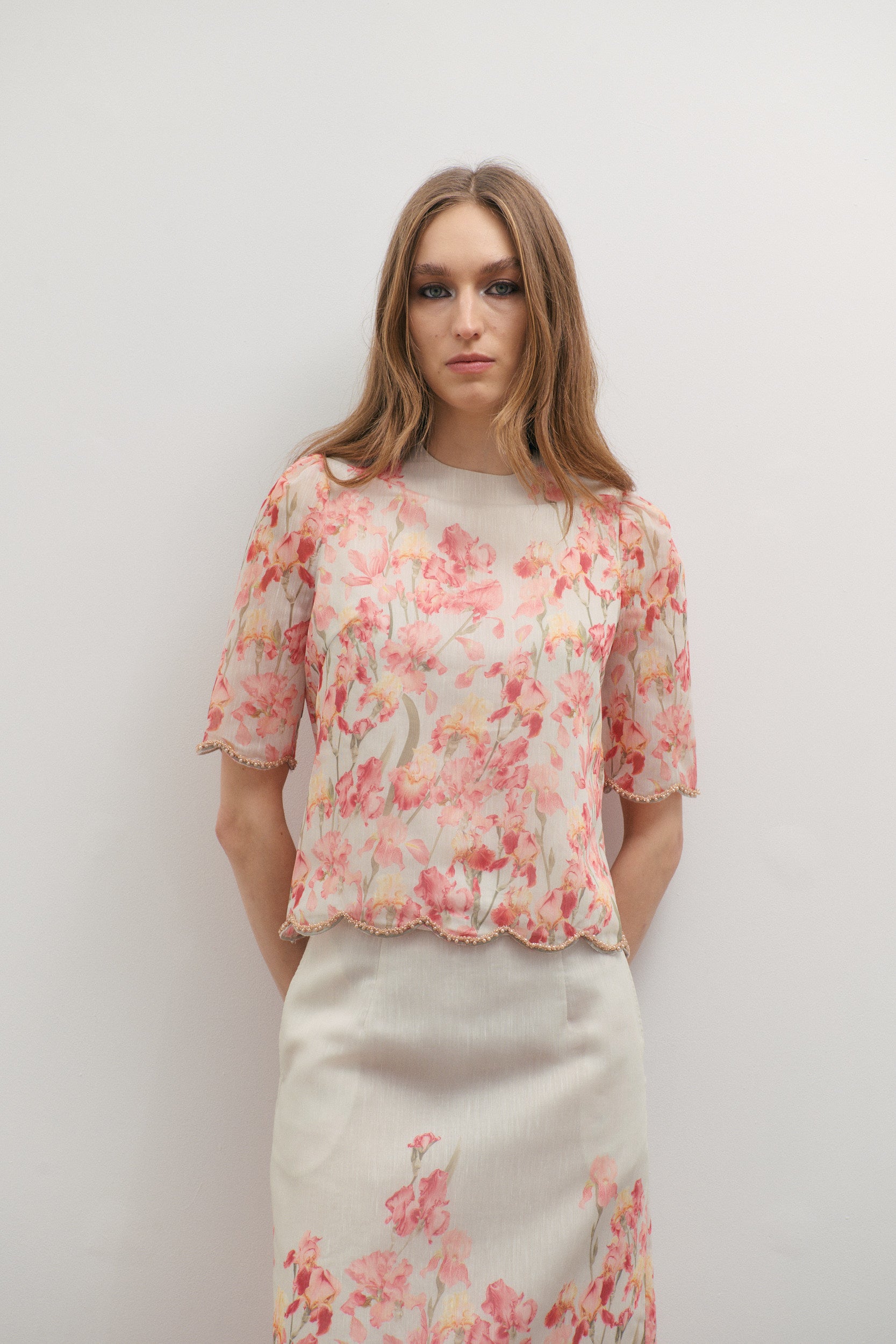 Maevarii Valentina Embellished T-Shirt - Oceanic Blossoms