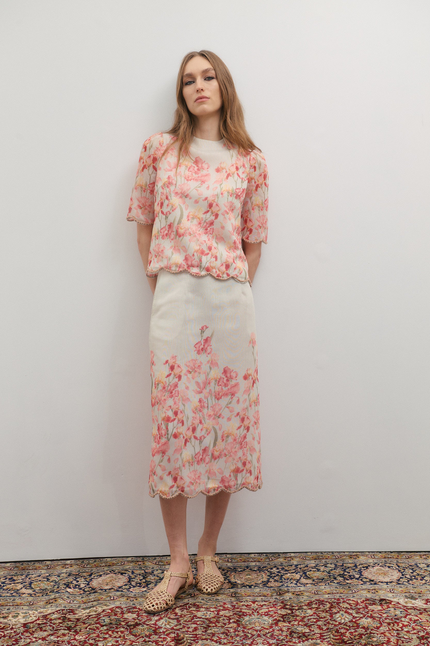 Maevarii Valentina Embellished T-Shirt - Oceanic Blossoms