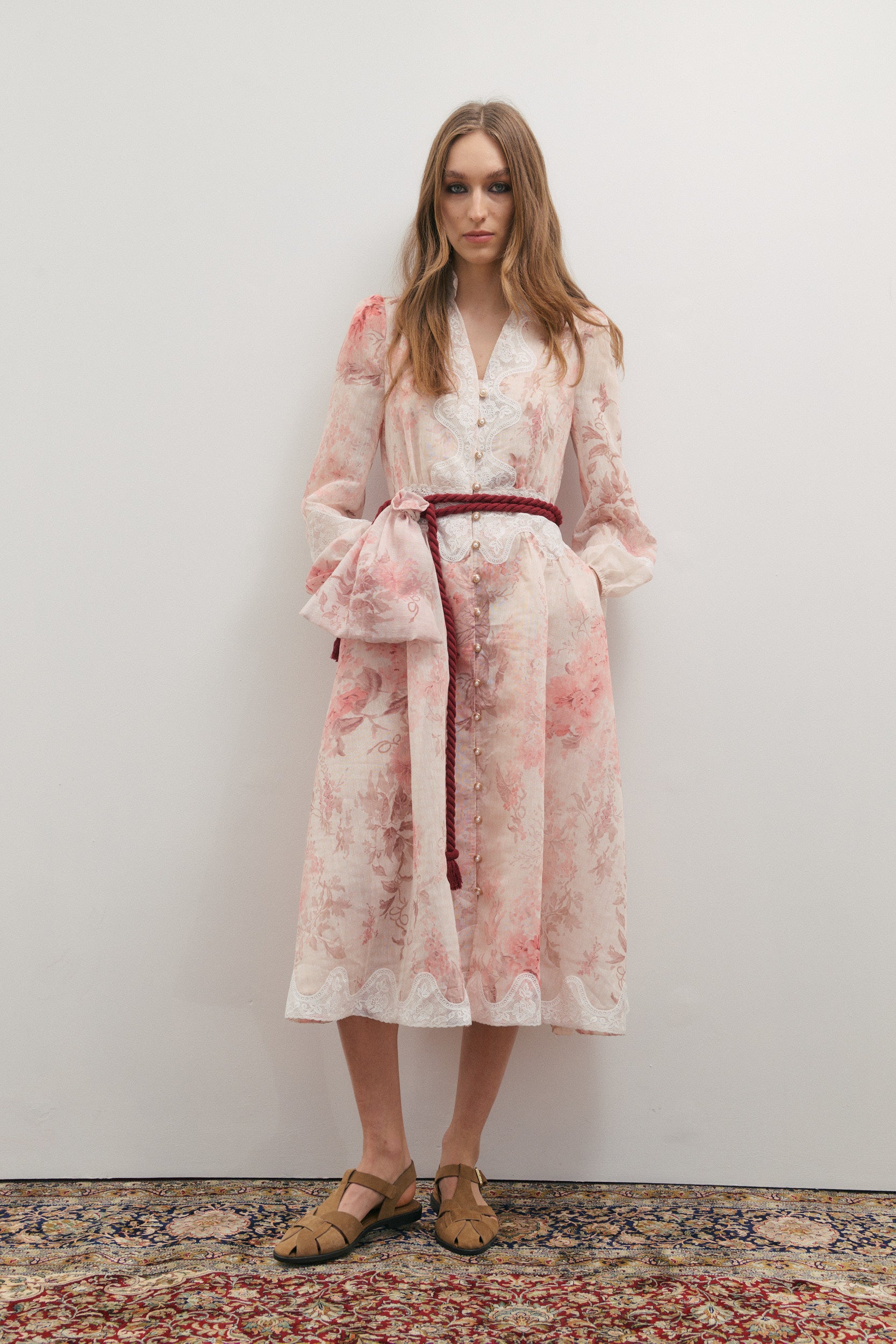 Maevarii Chloe Lace Maxi Dress - Floating Frost Flowers