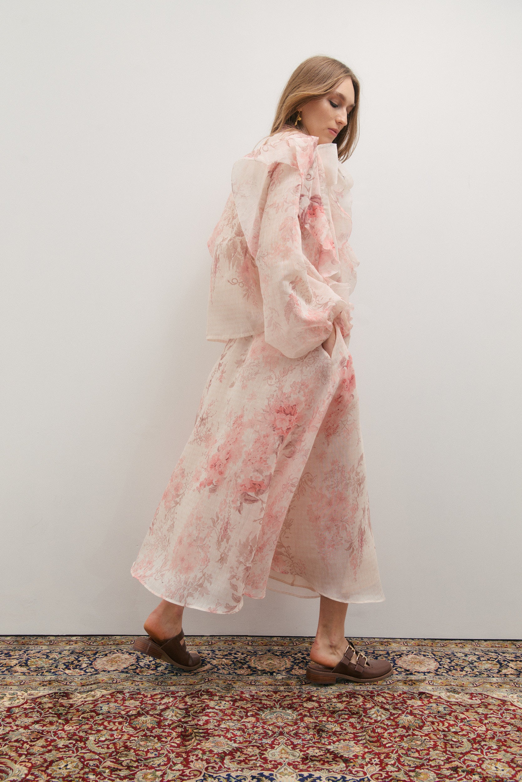 Maevarii Chloe Maxi Skirt - Floating Frost Flowers