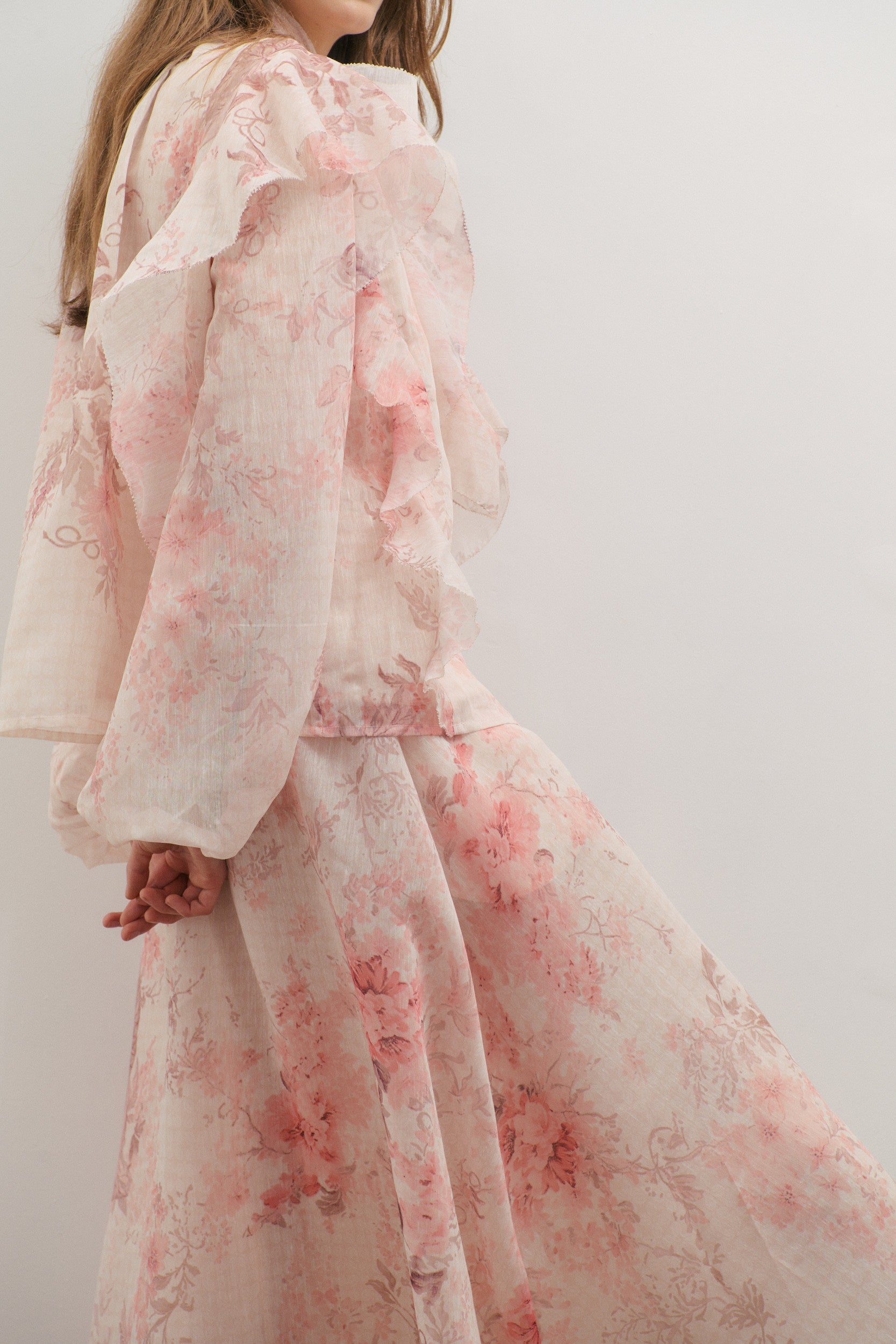 Maevarii Chloe Maxi Skirt - Floating Frost Flowers