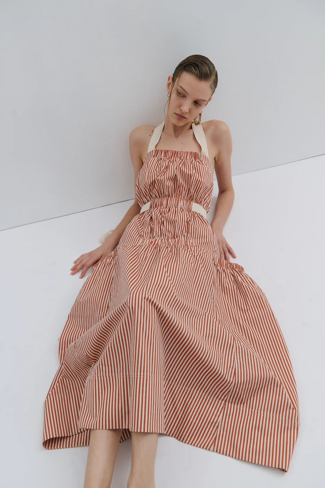 Maevarii Tillie Maxi Dress - Picnic Pinstripe