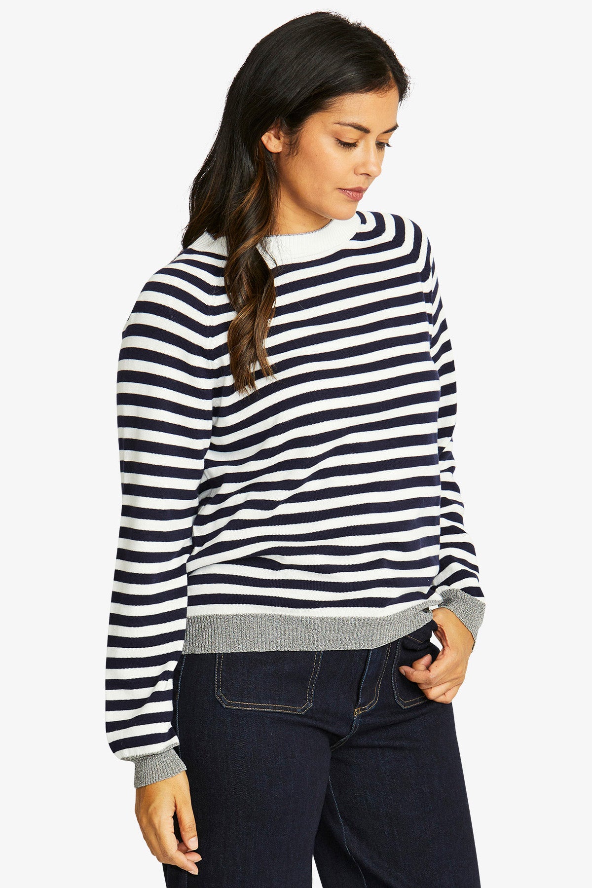 Ping Pong Kylie Stripe Pullover - Ivory/Navy