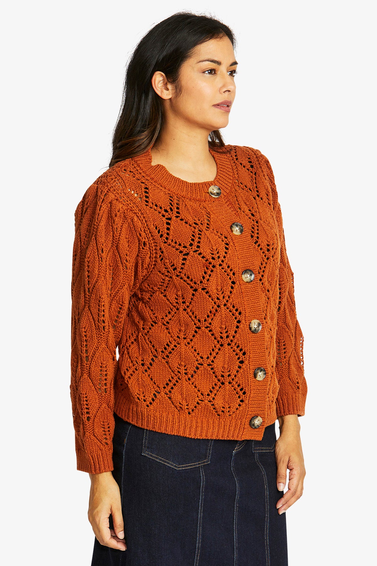 Ping Pong Pointelle Cardigan - Cashew