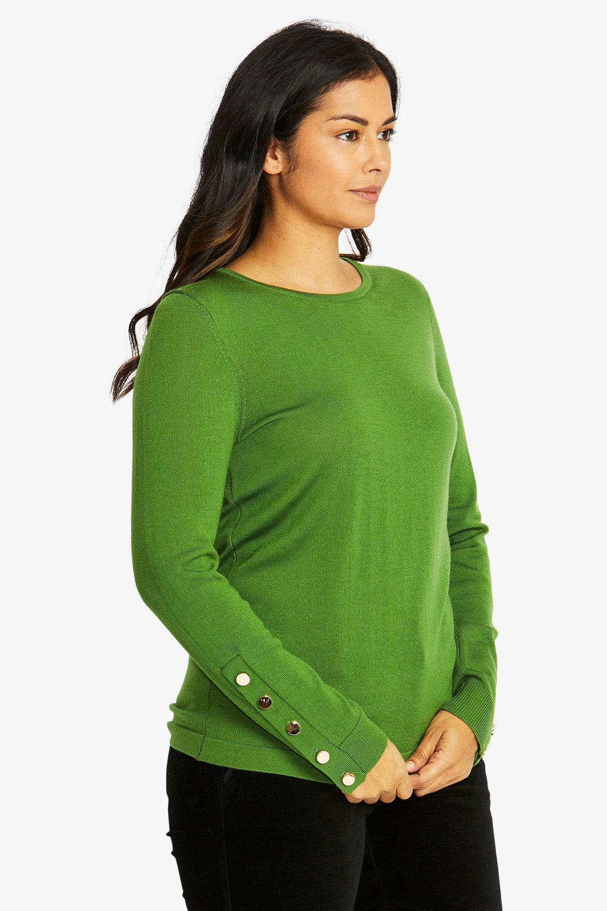 Ping Pong Merino Button Pullover - Fern