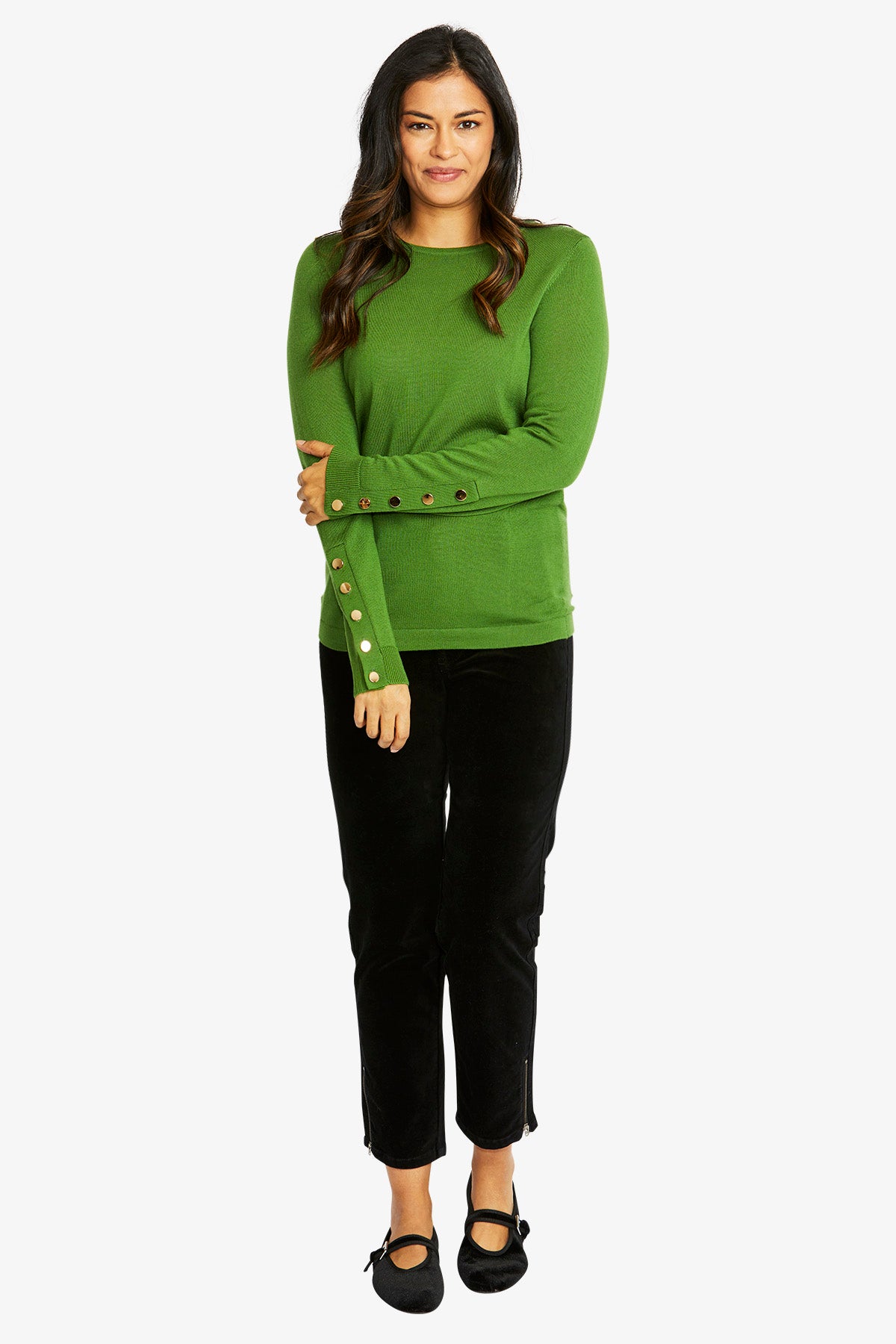 Ping Pong Merino Button Pullover - Fern